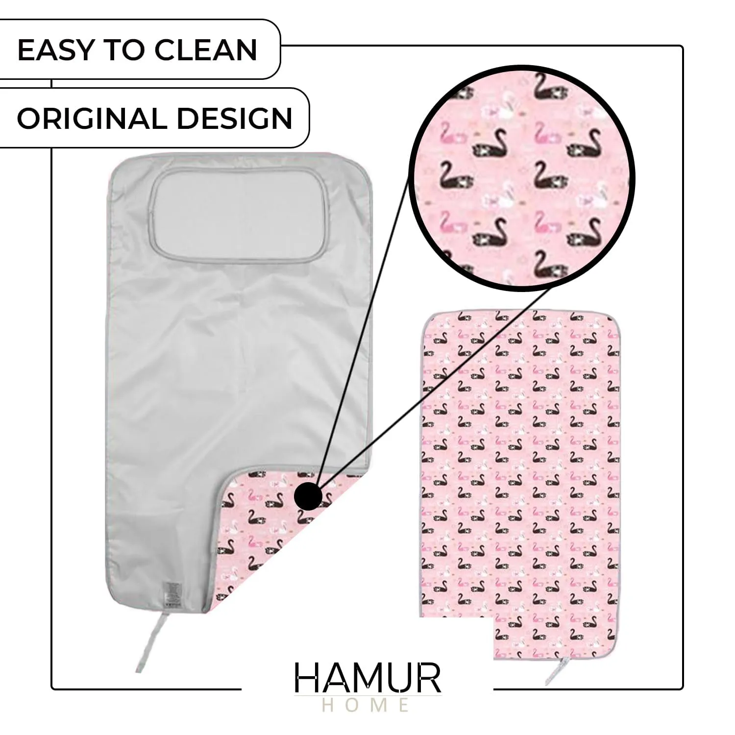 Hamur Home Fasciatoio Portatile Pieghevole Impermeabile 40 x 70 Cm Lavabile (Swan) - immagine 7
