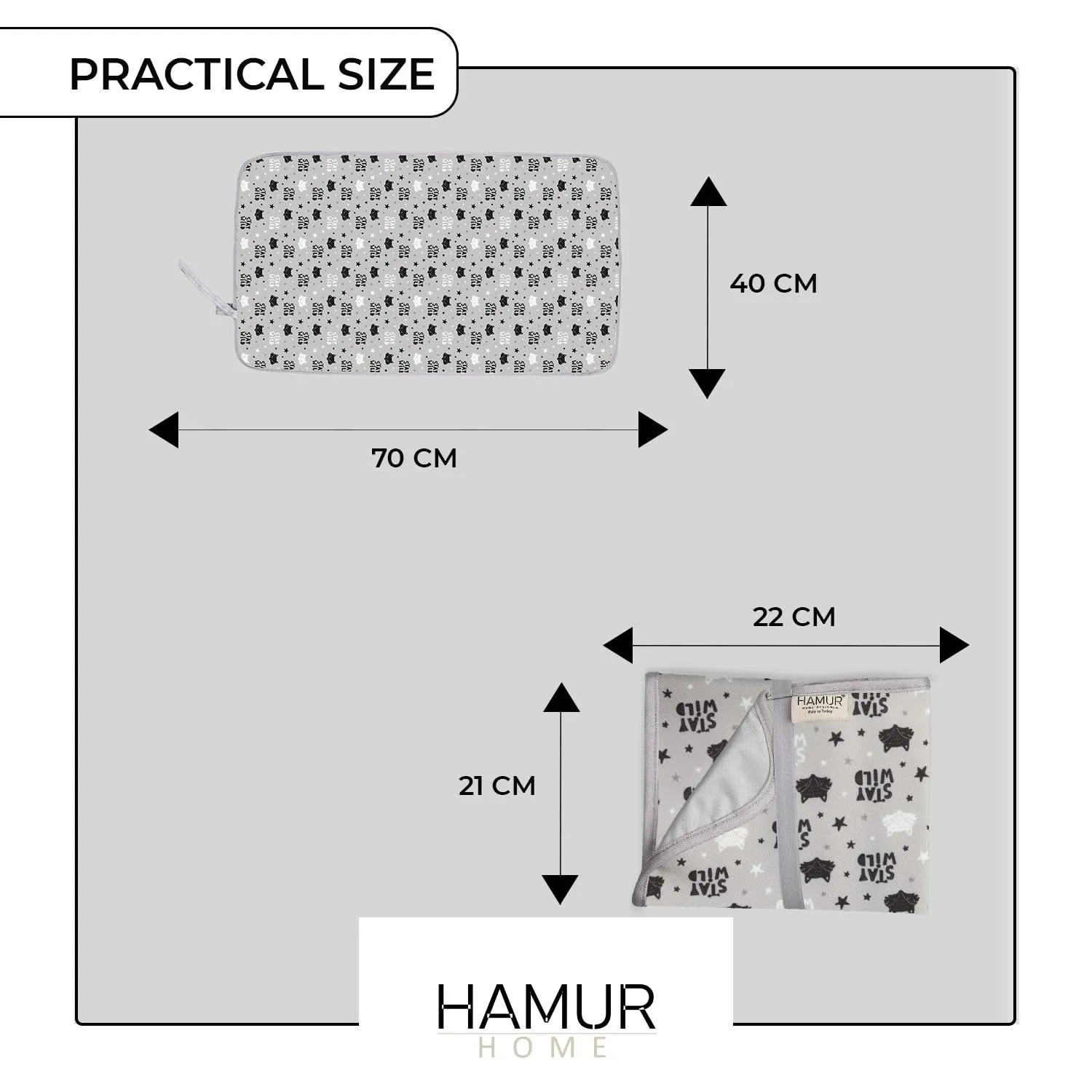 Hamur Home Fasciatoio Portatile Pieghevole Impermeabile 40 x 70 cm - Fox - immagine 4
