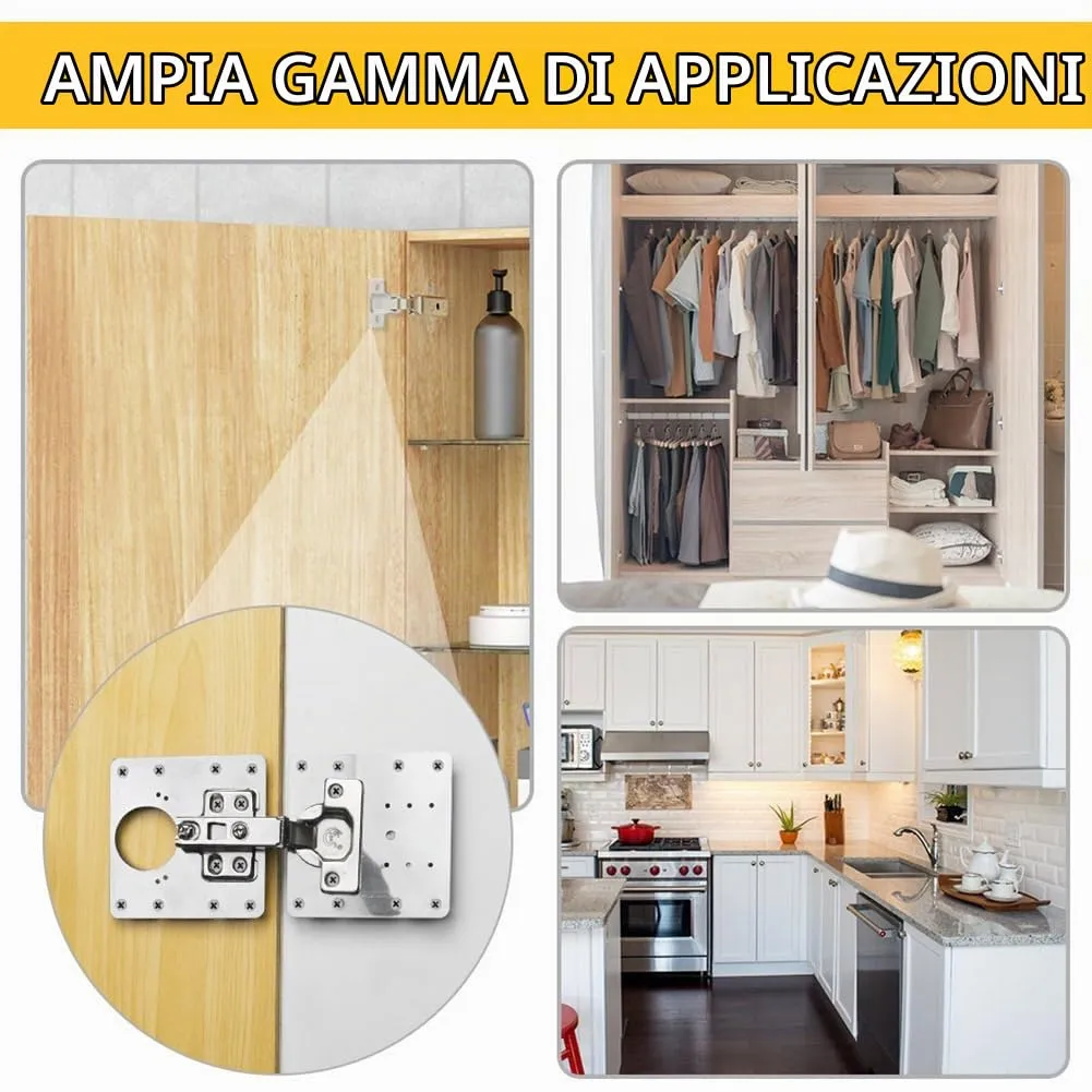 Flintronic Piastra di Riparazione per Cerniere, 8 Pezzi 90x90mm con 64 Viti, Acciaio Inossidabile - immagine 5