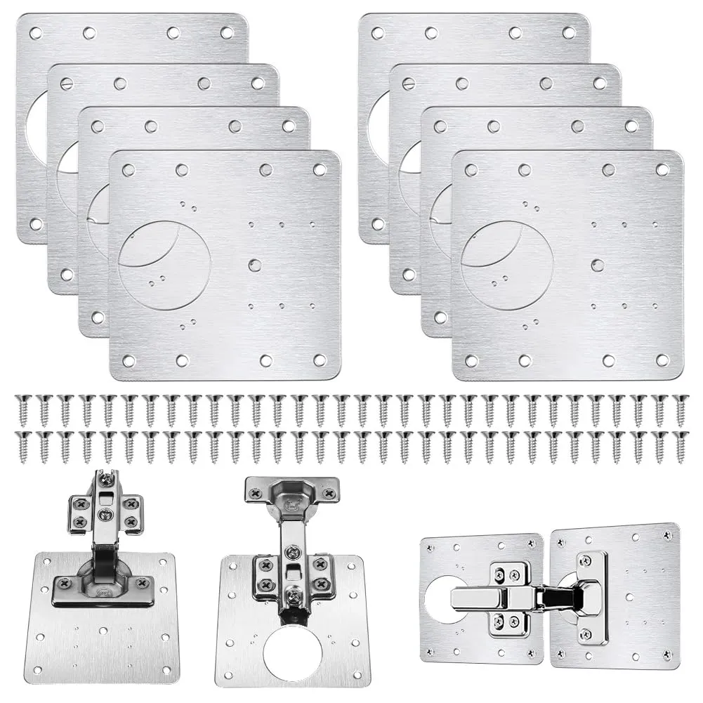 Flintronic Piastra di Riparazione per Cerniere, 8 Pezzi 90x90mm con 64 Viti, Acciaio Inossidabile - immagine 8
