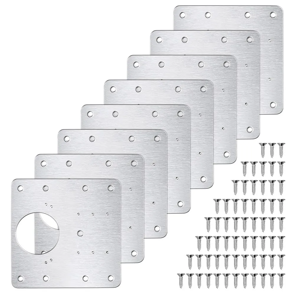 Flintronic Piastra di Riparazione per Cerniere, 8 Pezzi 90x90mm con 64 Viti, Acciaio Inossidabile - immagine 9
