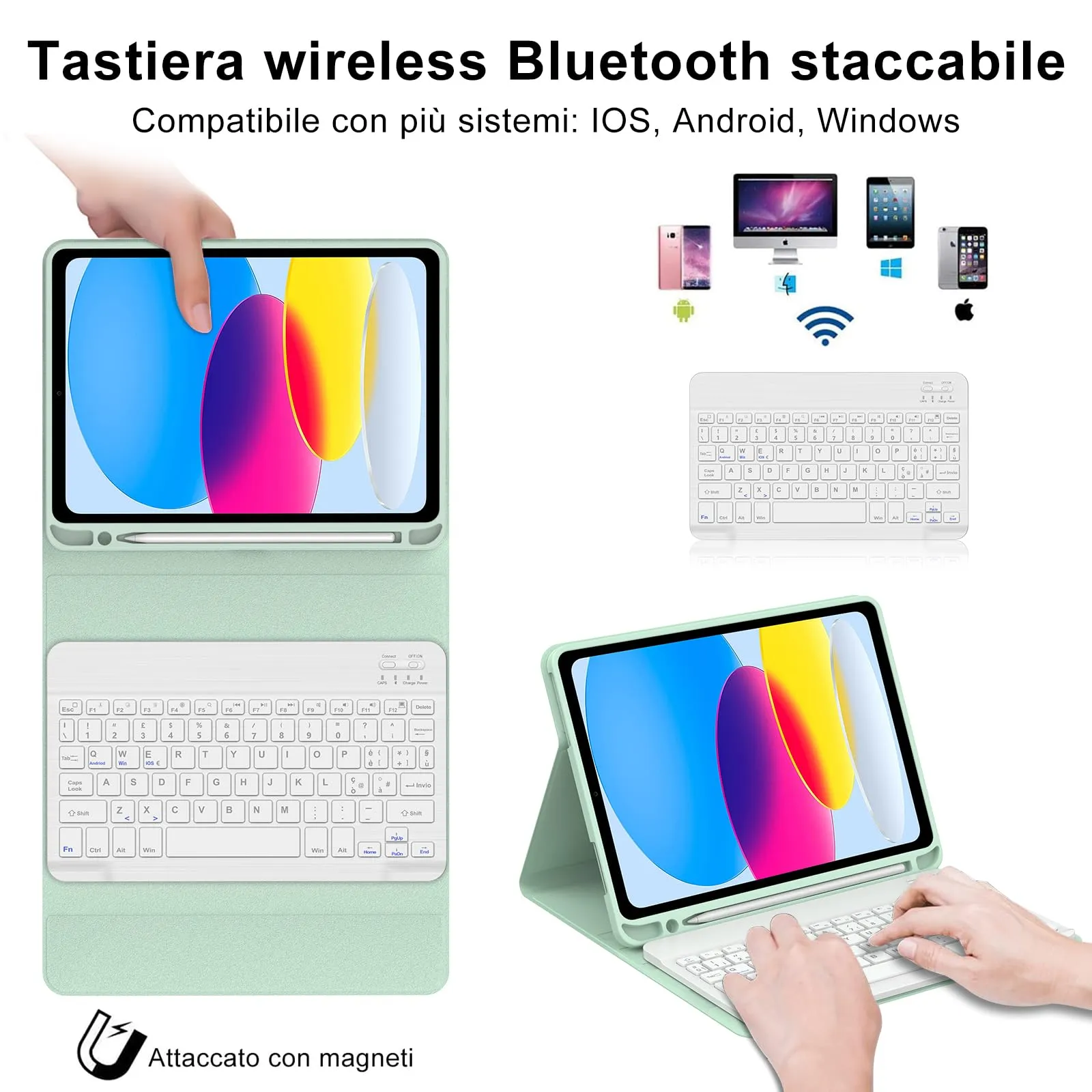 IVEOPPE Tastiera e Custodia per iPad 11 Generazione 11" (2025) e 10 Generazione 10.9" (2022) A16 - immagine 3