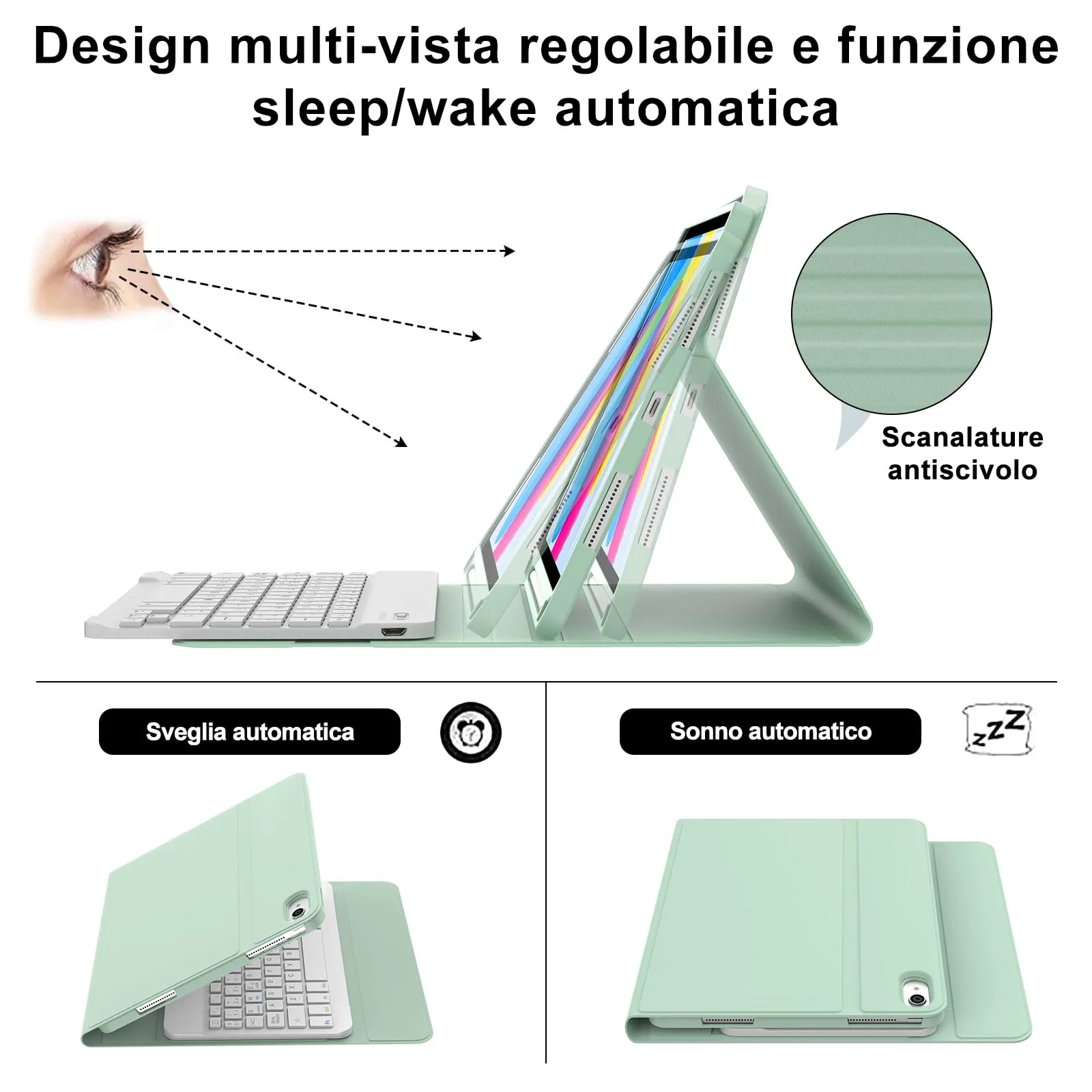 IVEOPPE Tastiera e Custodia per iPad 11 Generazione 11" (2025) e 10 Generazione 10.9" (2022) A16 - immagine 5