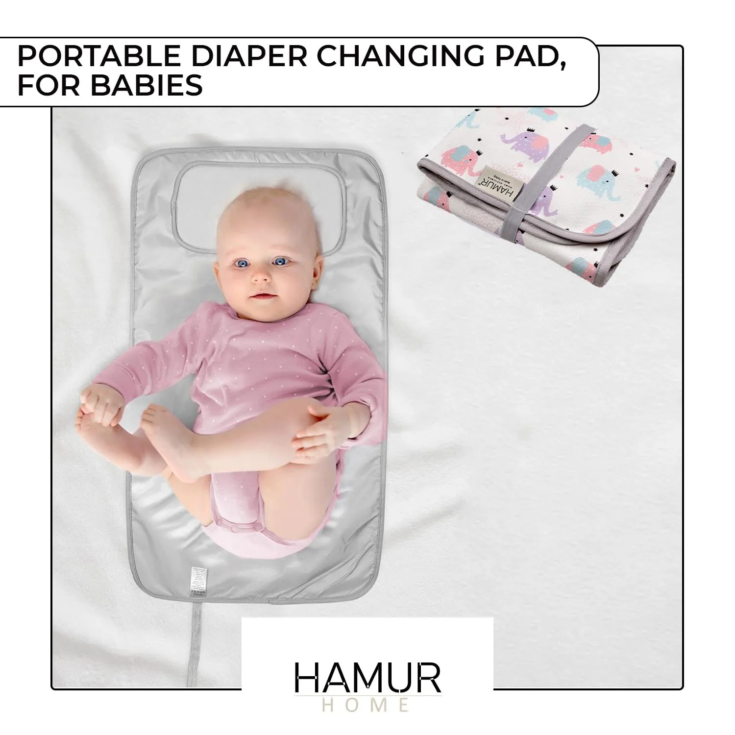 Hamur Home Fasciatoio Portatile Pieghevole Impermeabile 40 x 70 cm Lavabile (Elephant) - immagine 2