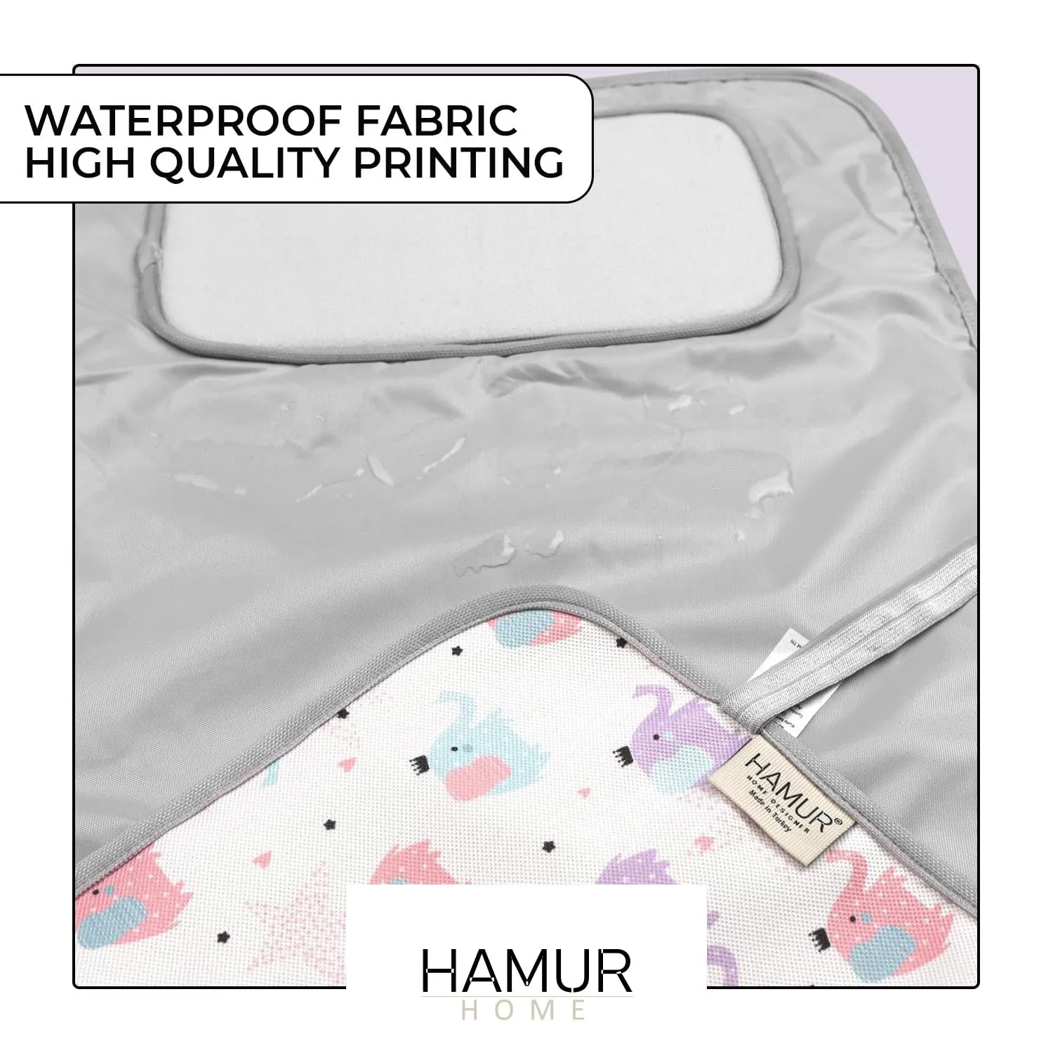 Hamur Home Fasciatoio Portatile Pieghevole Impermeabile 40 x 70 cm Lavabile (Elephant) - immagine 3