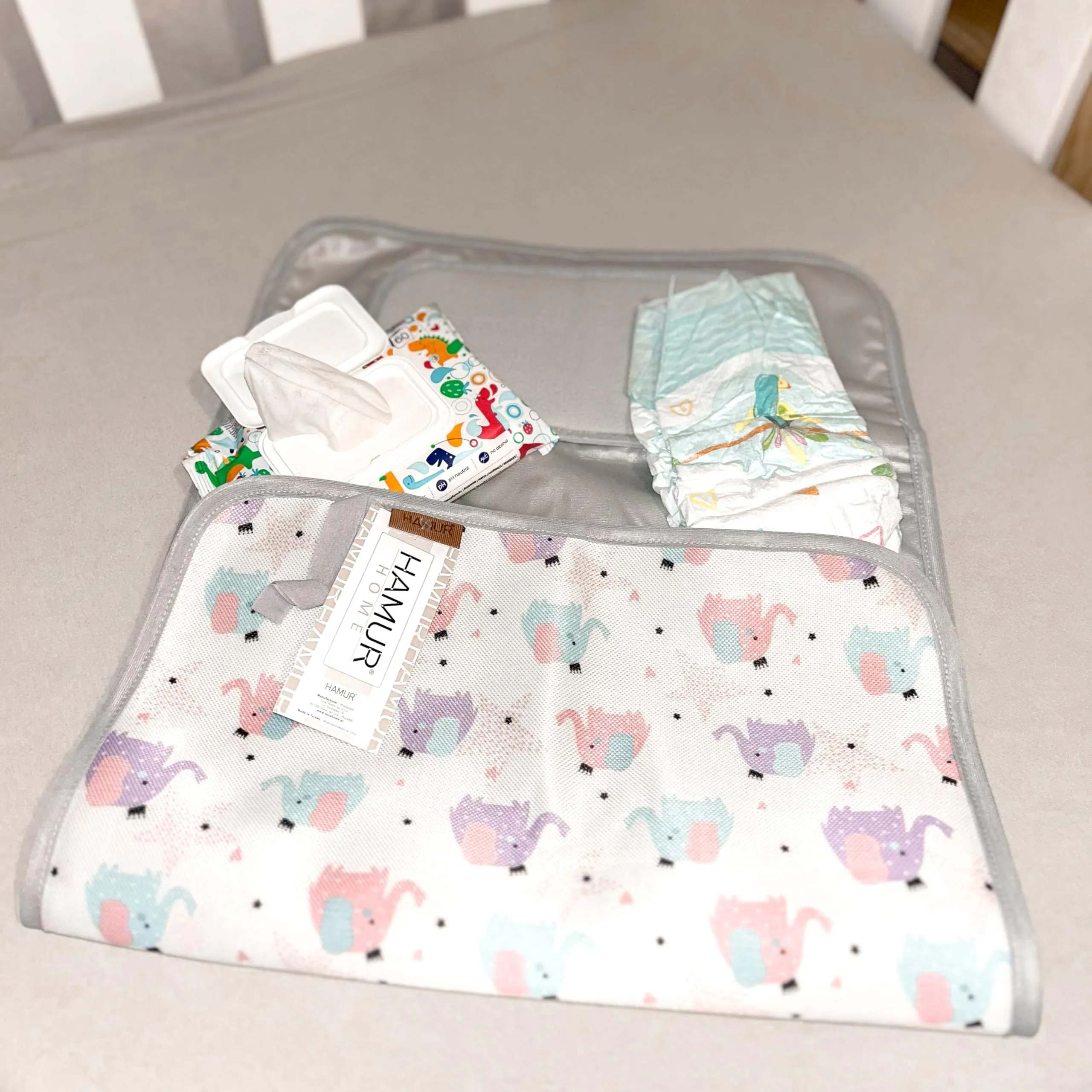 Hamur Home Fasciatoio Portatile Pieghevole Impermeabile 40 x 70 cm Lavabile (Elephant) - immagine 6