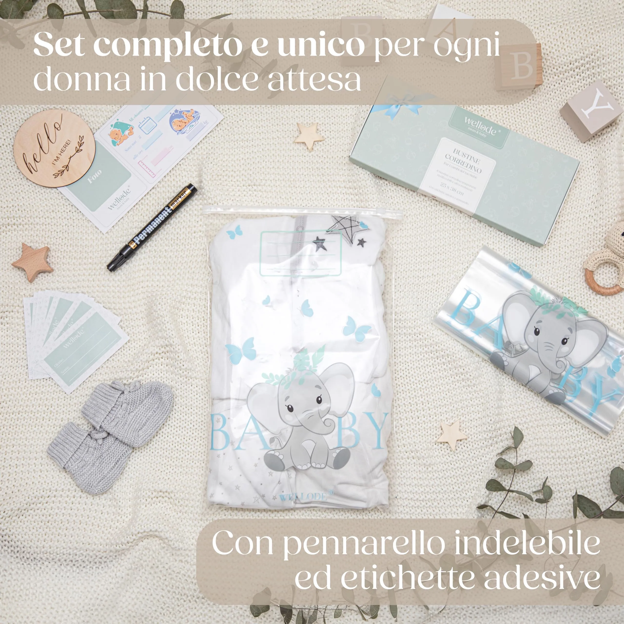Wellode 8 Bustine Corredino Neonato Ospedale con Pennarello - immagine 8