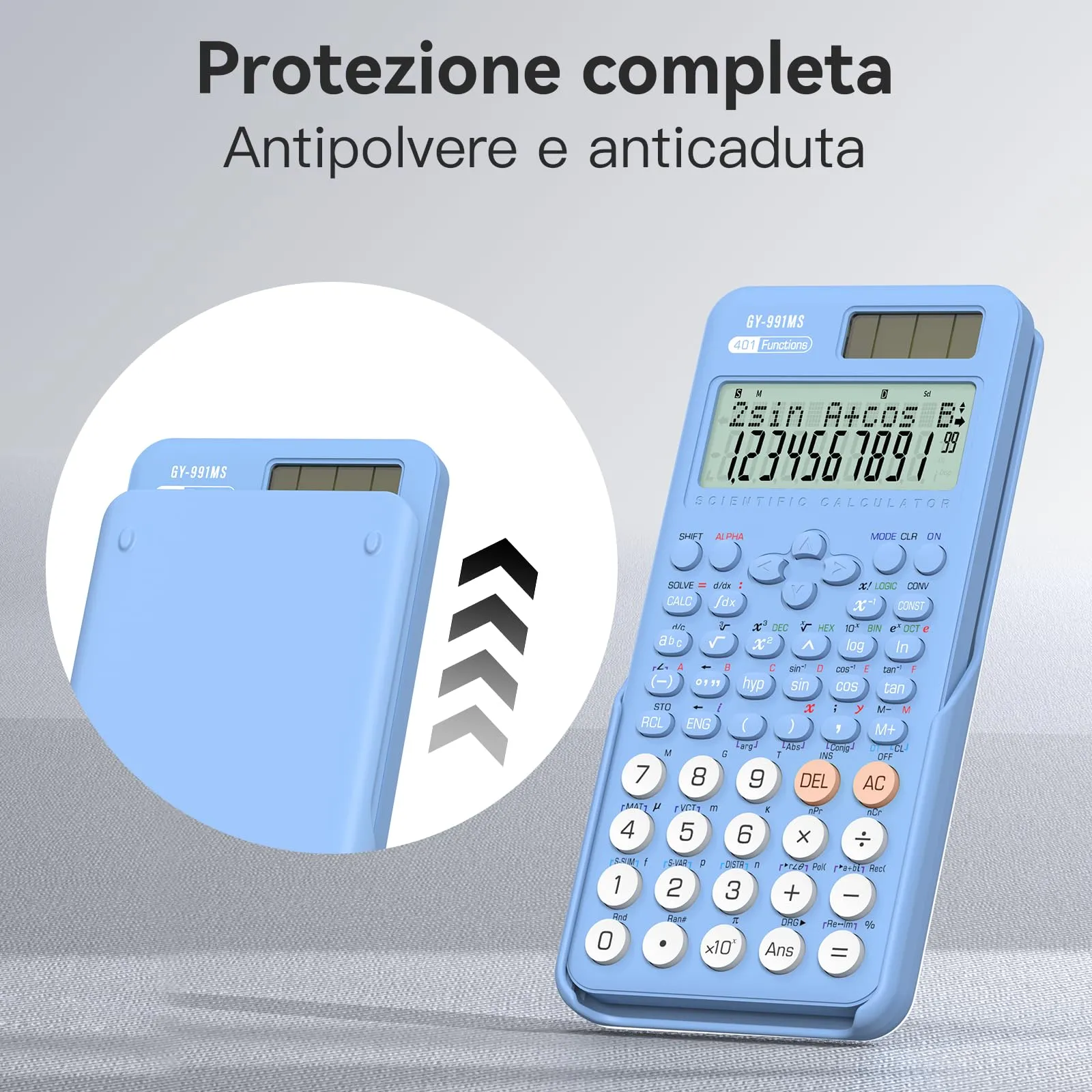 ROATEE 991MS Calcolatrice Scientifica, 401 Funzioni, Display a 2 Righe, Doppia Alimentazione - immagine 3