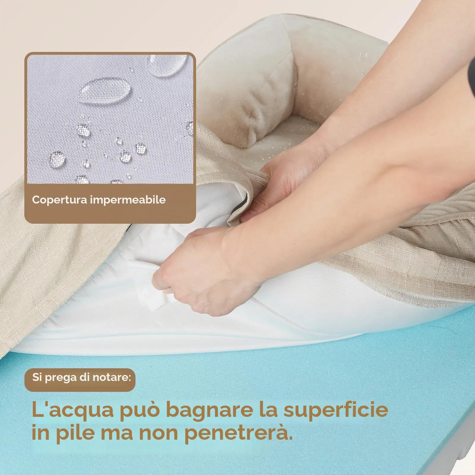 EHEYCIGA Cuccia Cane Interno, 132x104x20cm, Beige - immagine 4