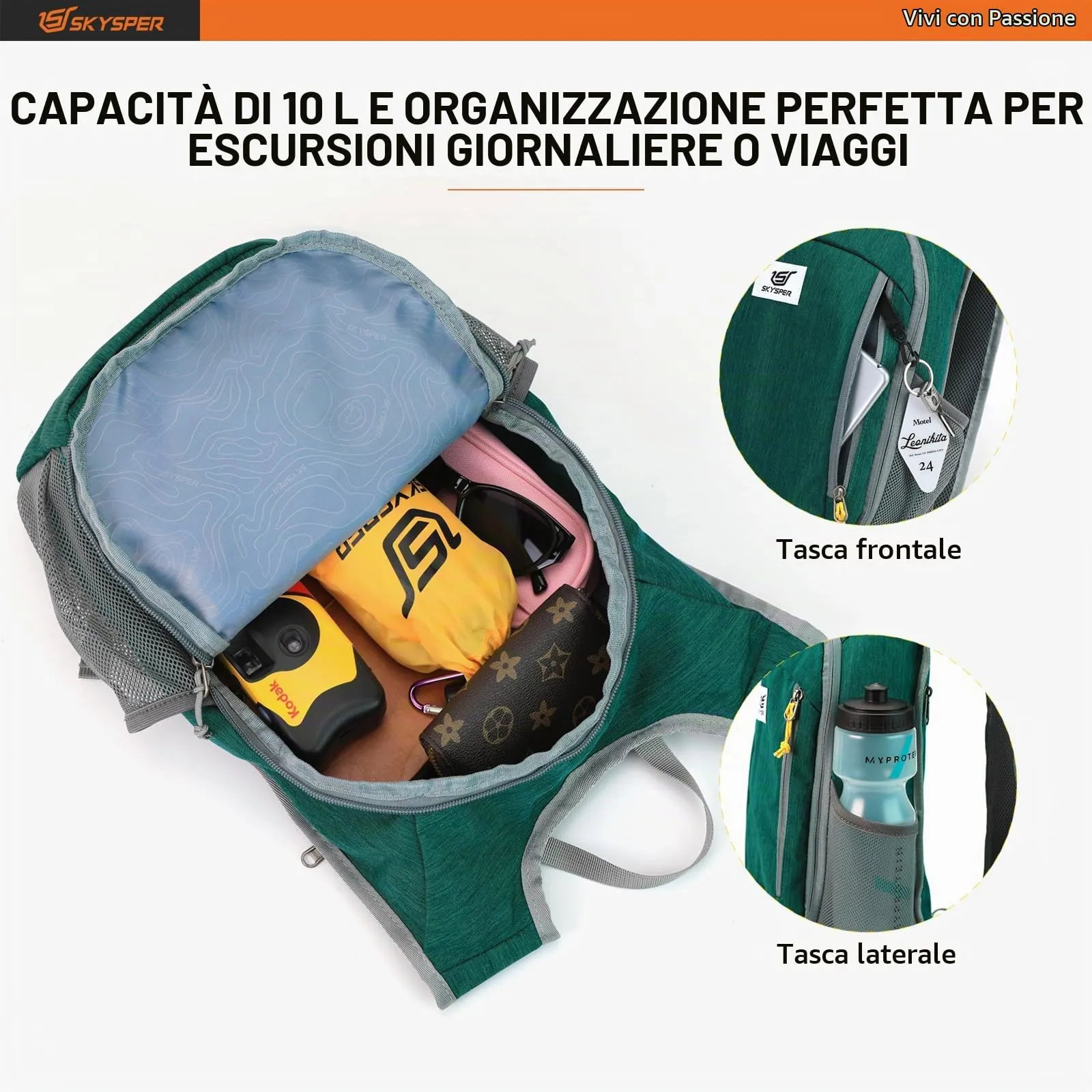 SKYSPER Zaino Leggero Pieghevole 10L - immagine 4