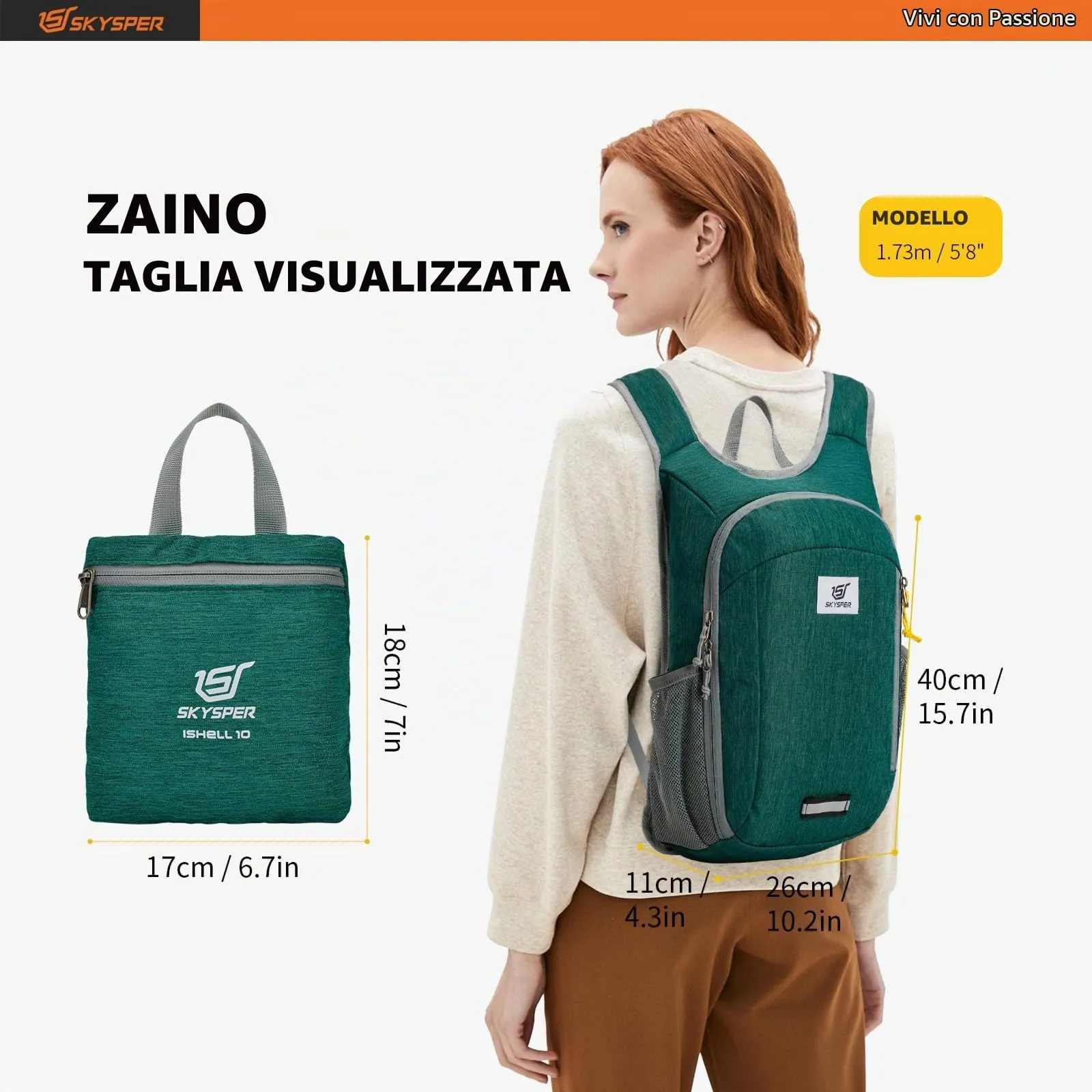 SKYSPER Zaino Leggero Pieghevole 10L - immagine 6