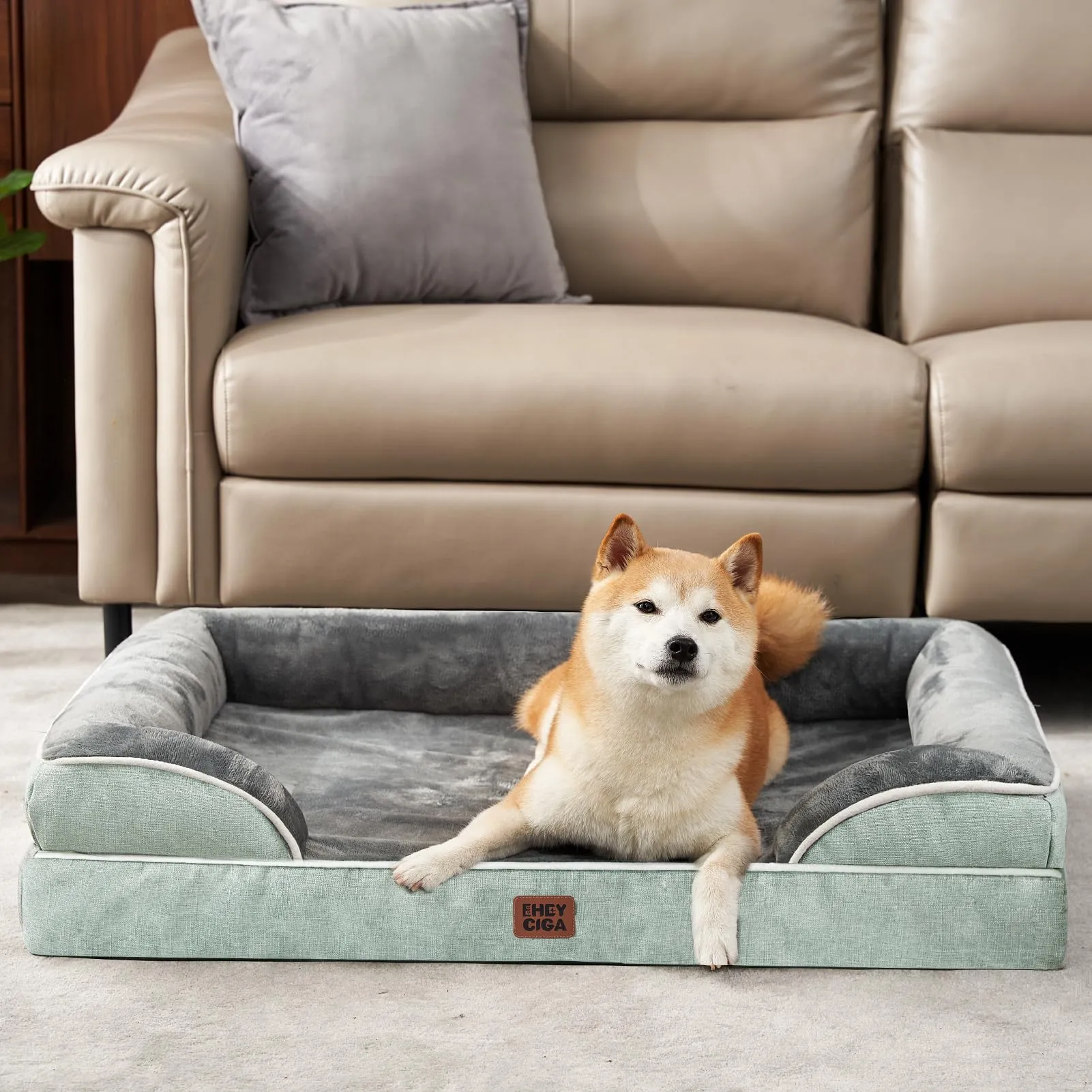 EHEYCIGA Cuccia Cane Interno Taglia Grande, 104x68x16cm, Verde - immagine 9
