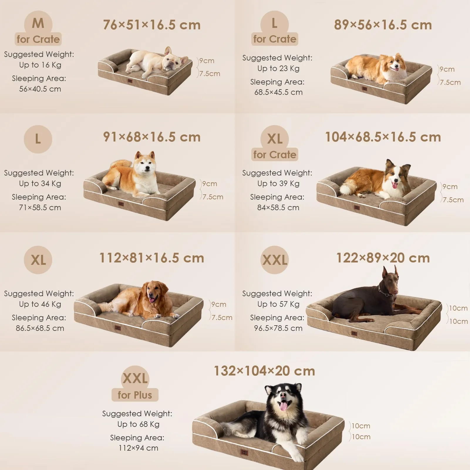 EHEYCIGA Cuccia Cane Interno, 112x81x16cm, Cammello - immagine 5