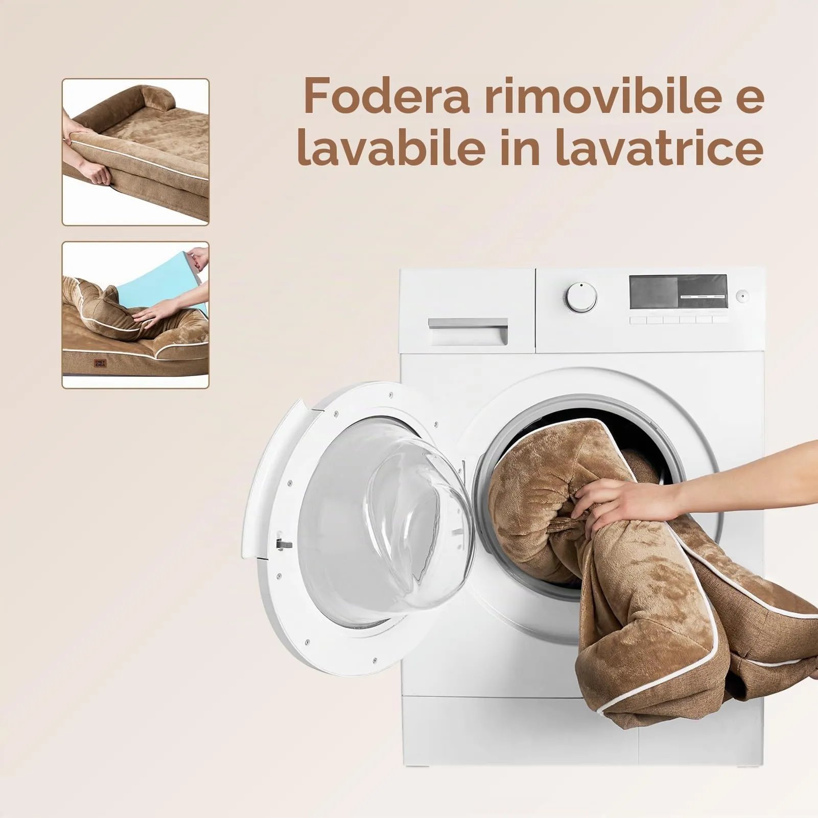 EHEYCIGA Cuccia Cane Interno, 112x81x16cm, Cammello - immagine 6