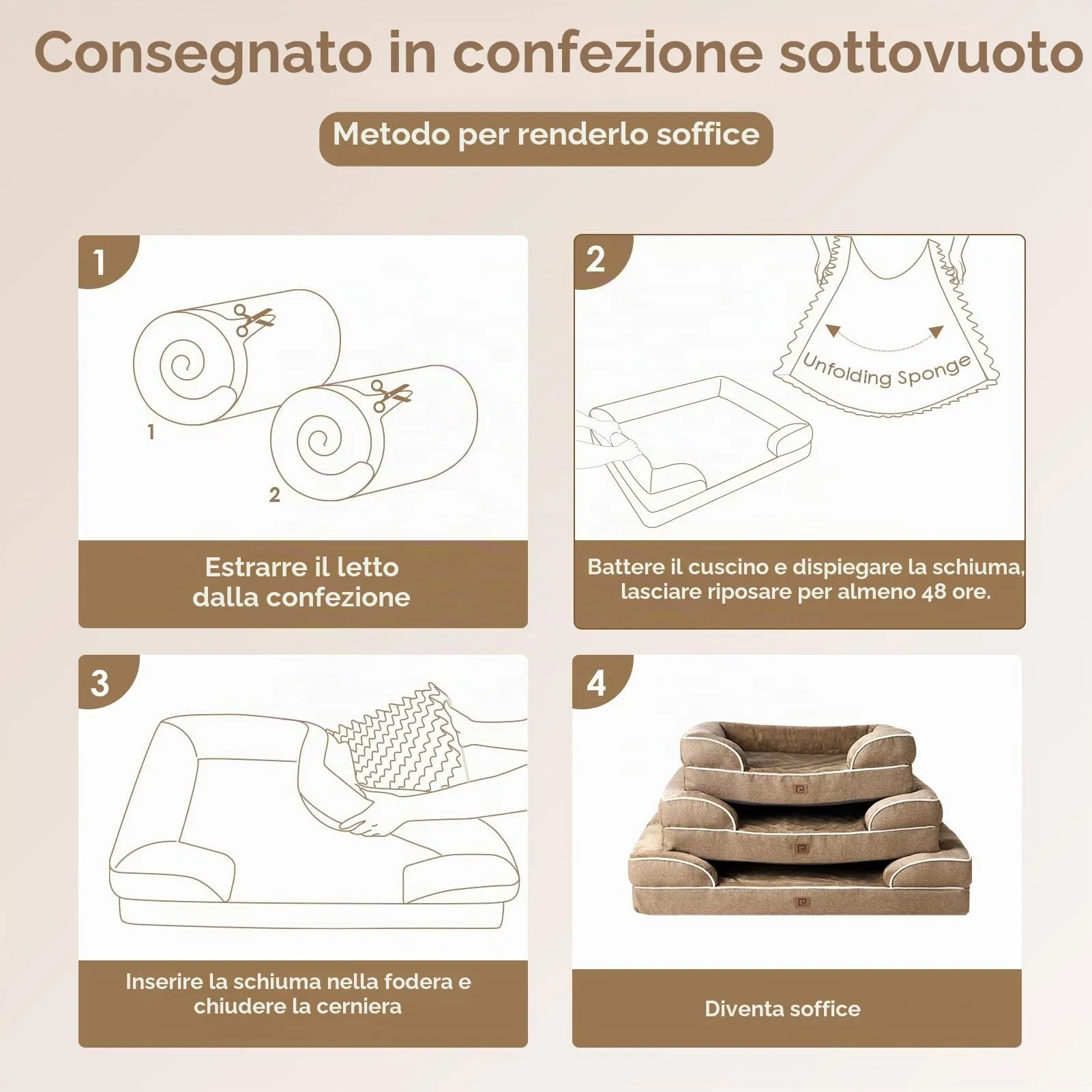 EHEYCIGA Cuccia Cane Interno Taglia Media, 89x56x16cm, Cammello - immagine 7