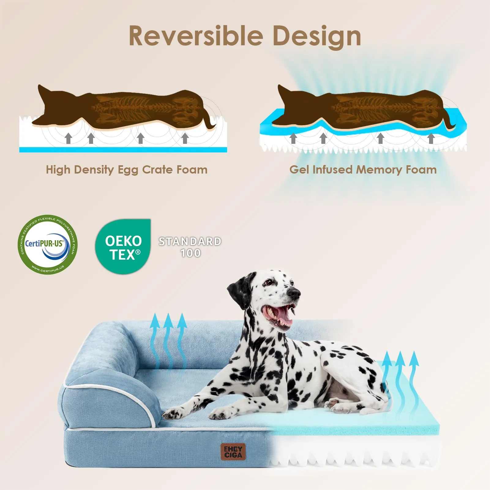 EHEYCIGA Cuccia Cane Interno Taglia Grande, 112x81x16cm, Blu - immagine 2
