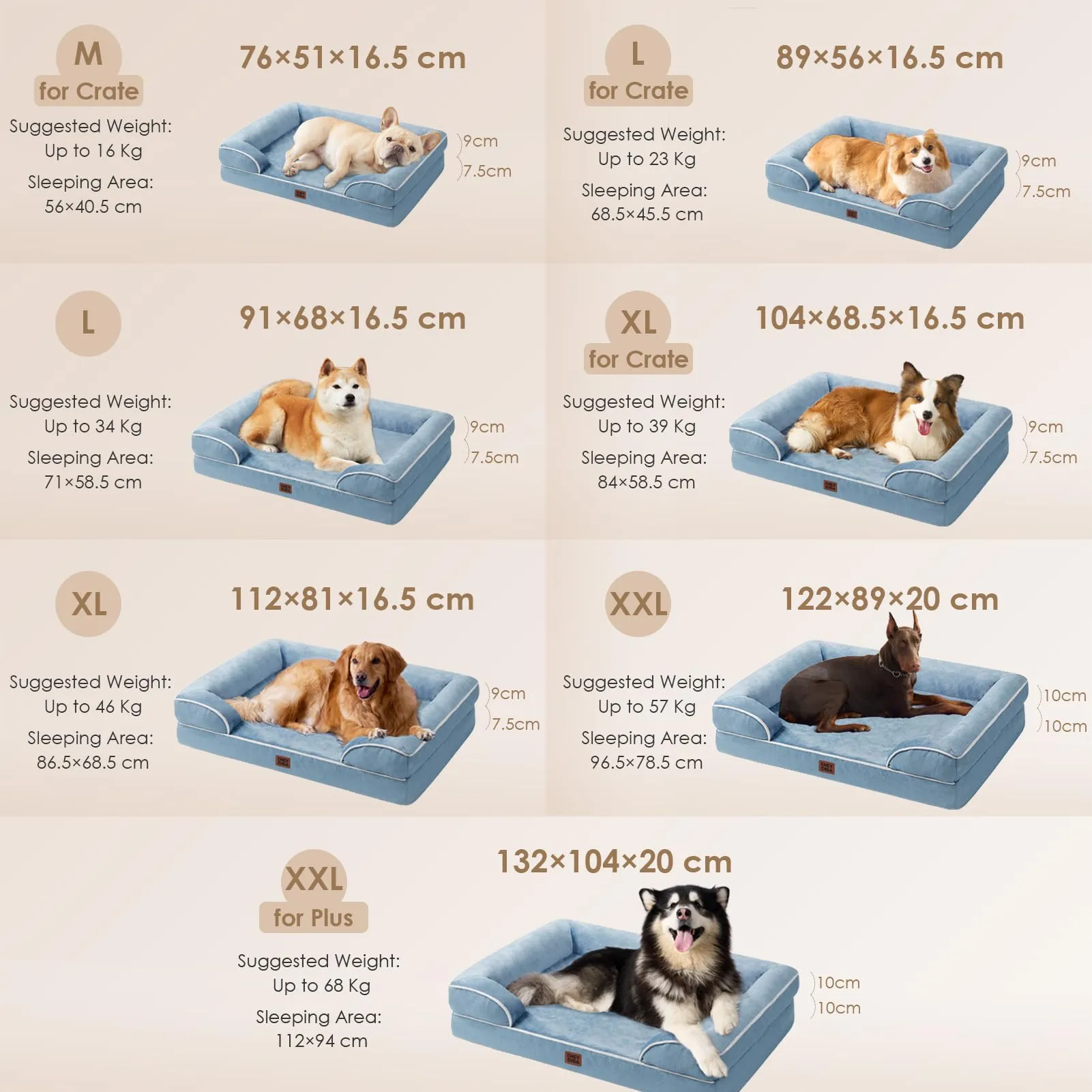 EHEYCIGA Cuccia Cane Interno Taglia Grande, 112x81x16cm, Blu - immagine 5