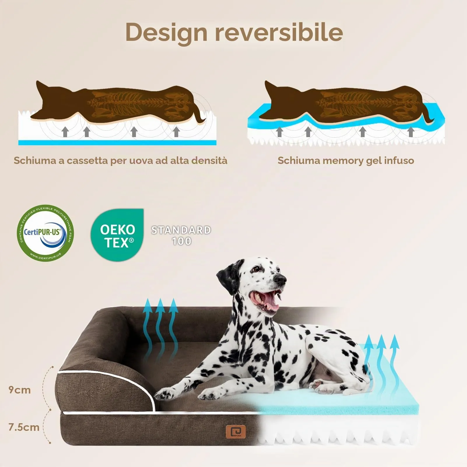 EHEYCIGA Cuccia Cane Interno Taglia Media, 89x56x16cm, Marrone - immagine 2