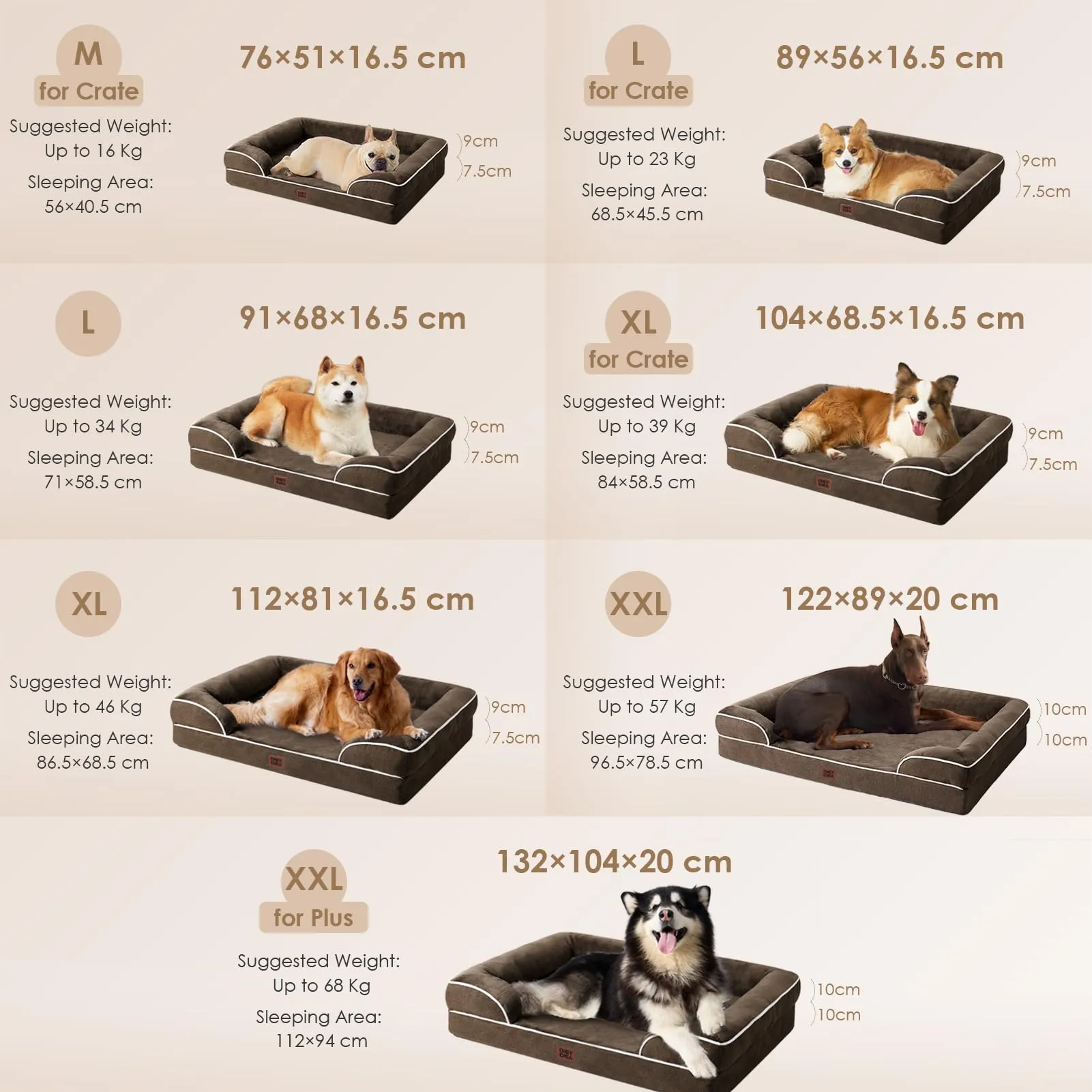 EHEYCIGA Cuccia Cane Interno, 112x81x16cm, Marrone - immagine 5
