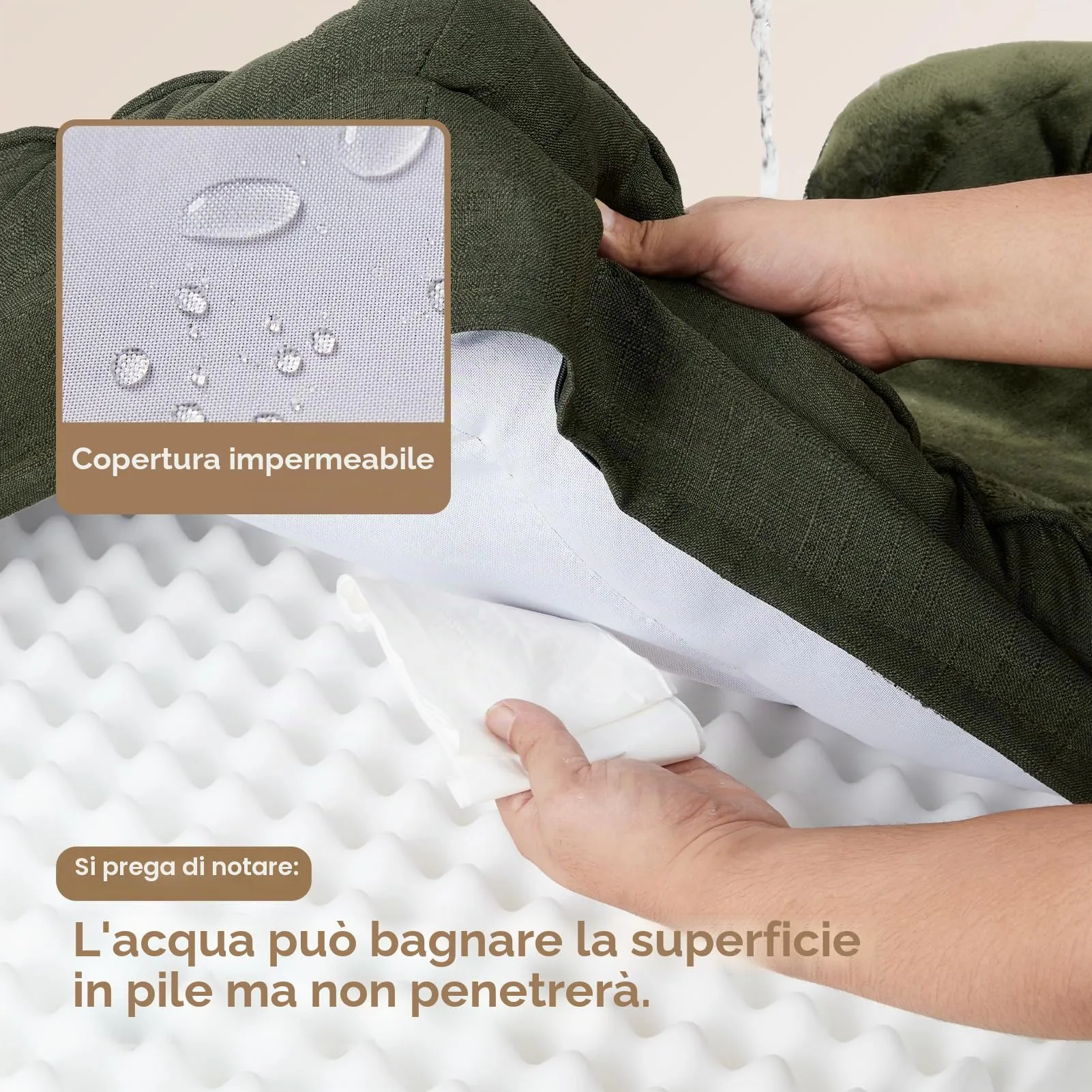 EHEYCIGA Cuccia Cane Interno, 132x104x20cm, Verde Scuro - immagine 4