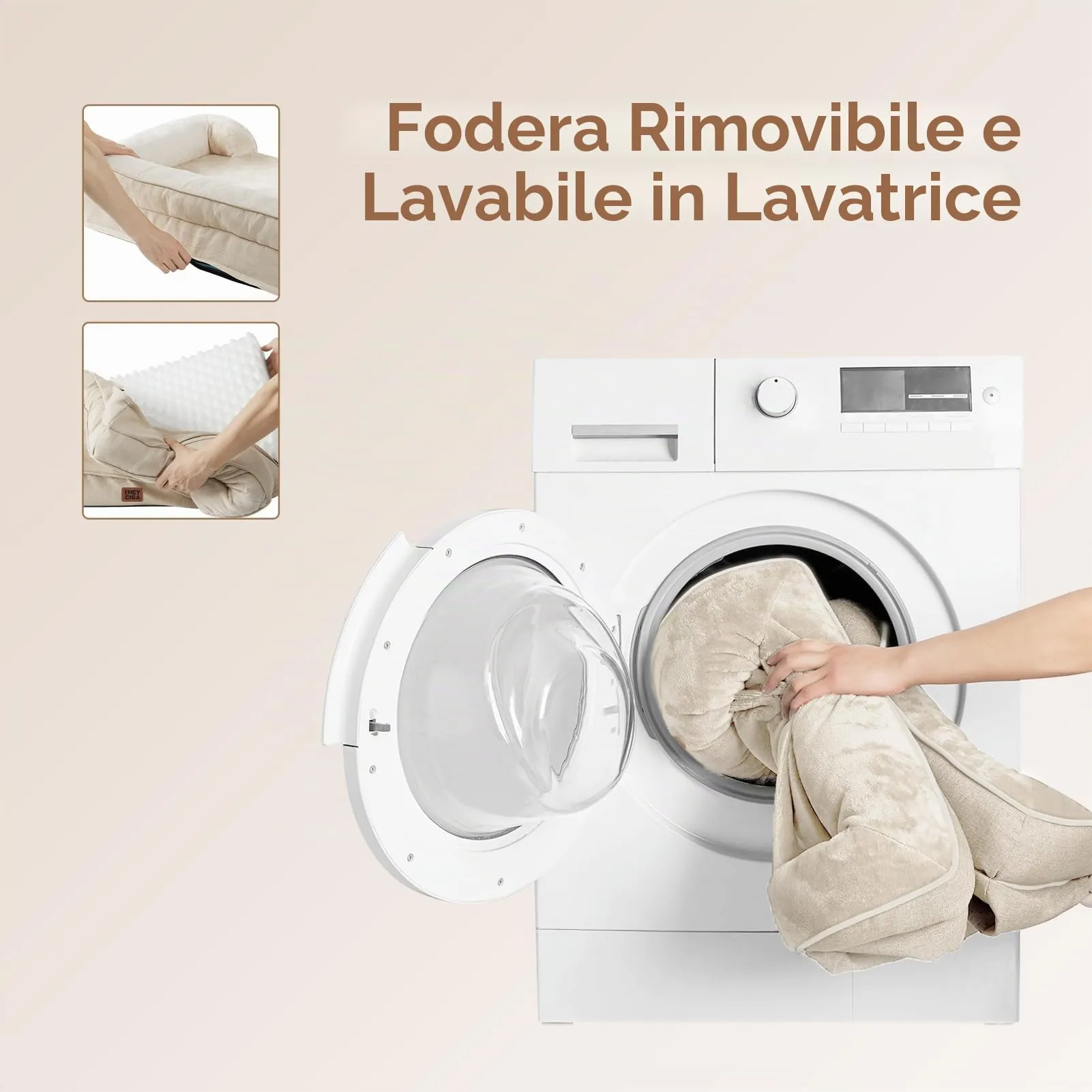 EHEYCIGA Cuccia Cane Interno Taglia Media, 89x56x16cm, Beige - immagine 6