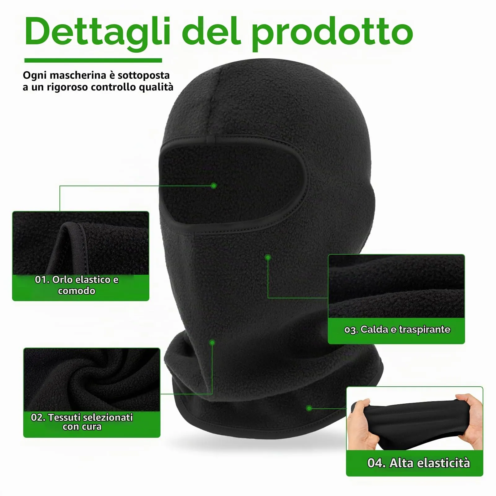LONGKING Passamontagna Balaclava Unisex Protettivo UV e Antivento, Nero più Spesso - immagine 3