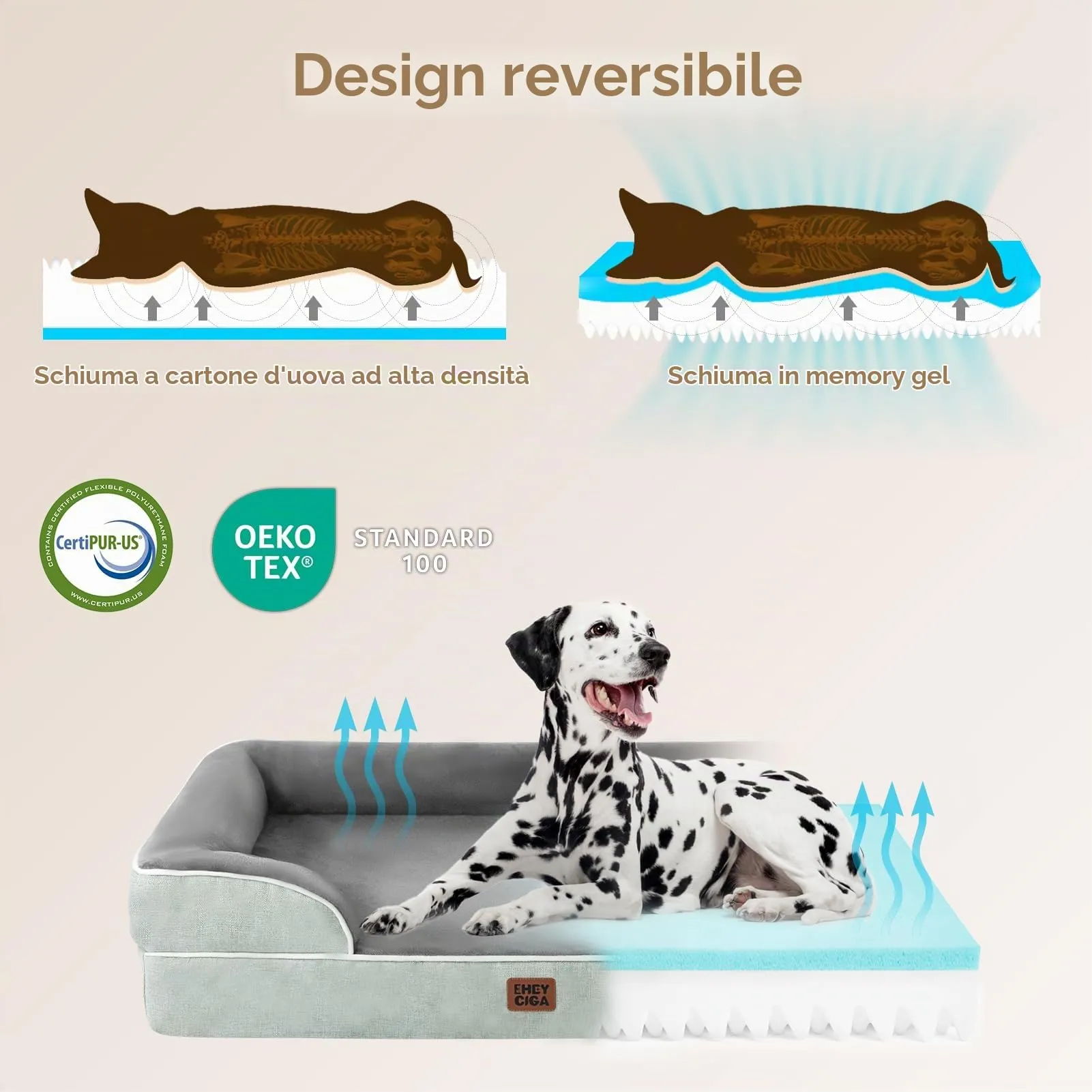 EHEYCIGA Cuccia Cane Interno, 132x104x20cm, Verde - immagine 2