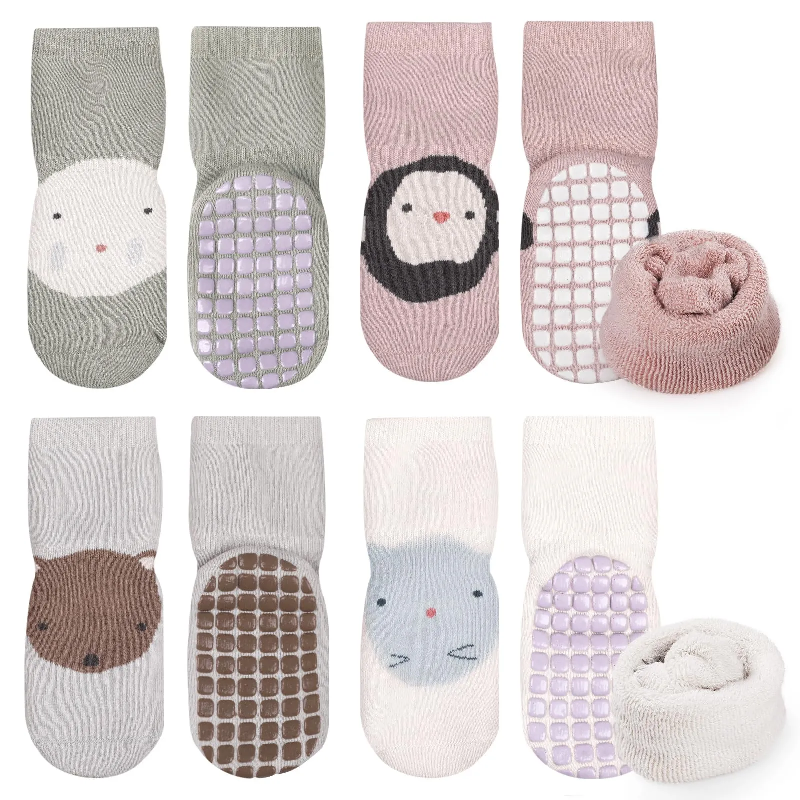 Simpeak Calzini Antiscivolo in Cotone per Bambino, Invernali Ispessiti, 4 Paia, 3-5 Anni, L - immagine 1
