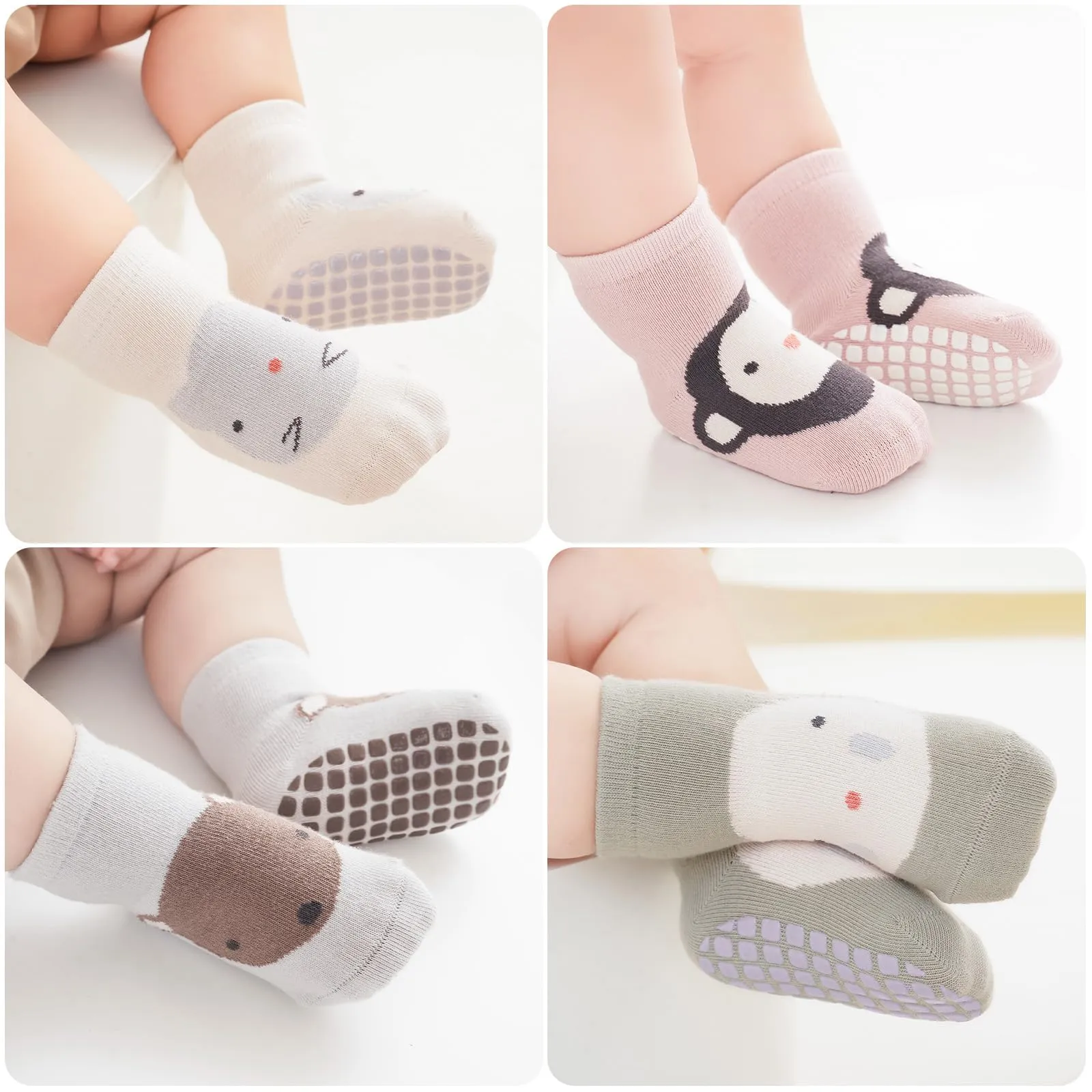 Simpeak Calzini Antiscivolo in Cotone per Bambino, Invernali Ispessiti, 4 Paia, 3-5 Anni, L - immagine 2