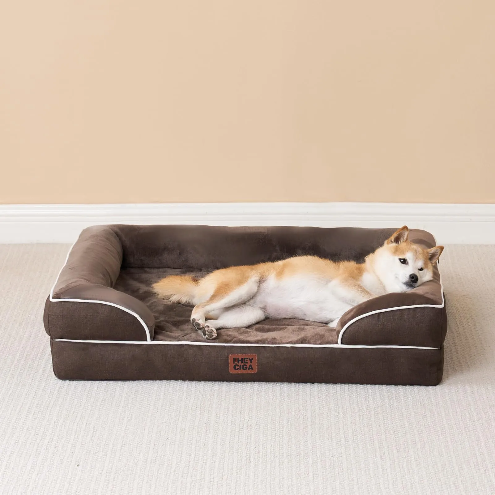 EHEYCIGA Cuccia Cane Interno Taglia Grande, 132x104x20cm, Marrone - immagine 9