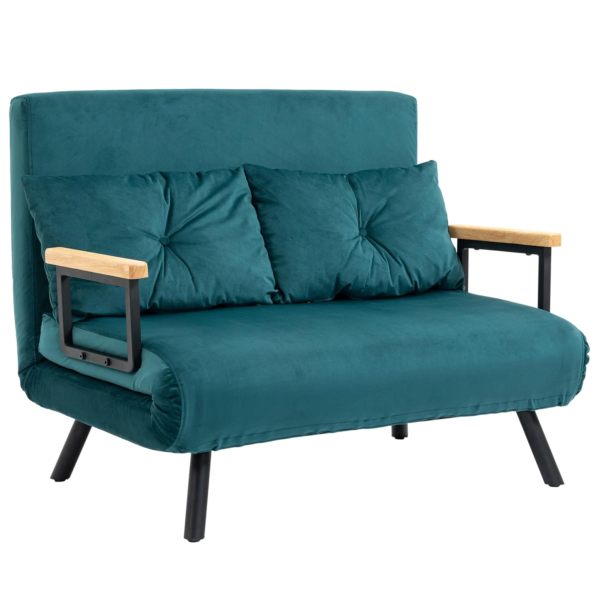 HOMCOM Divano Letto 2 Posti Schienale Regolabile 5 Livelli Blu Scuro - immagine 1