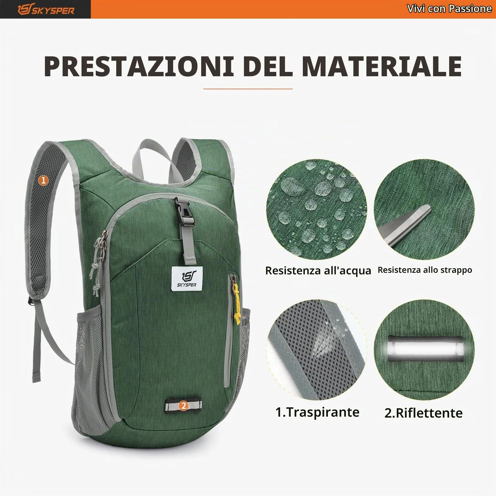 SKYSPER Zaino Pieghevole 10L Ultra Leggero - immagine 4