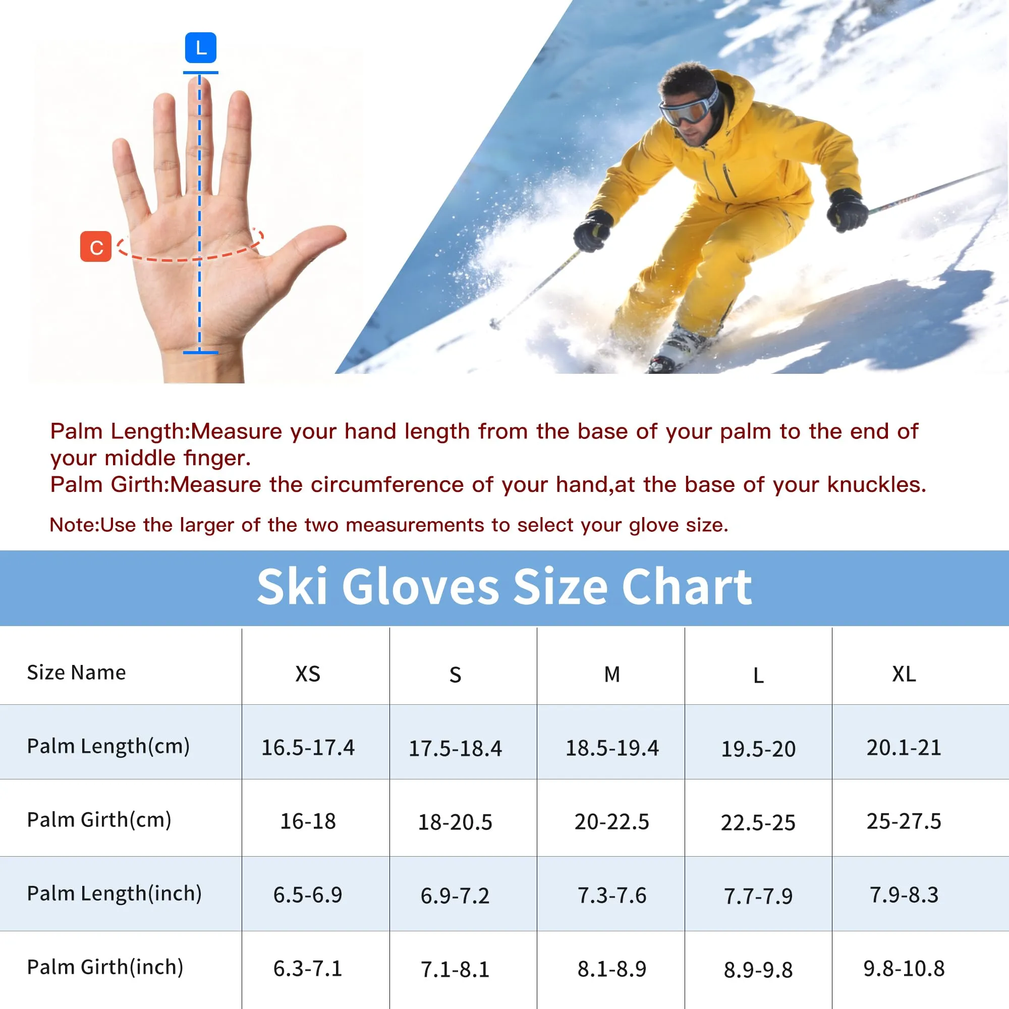 Unigear Guanti Sci e Snowboard Termici Impermeabili Antiscivolo per Uomo e Donna - immagine 6