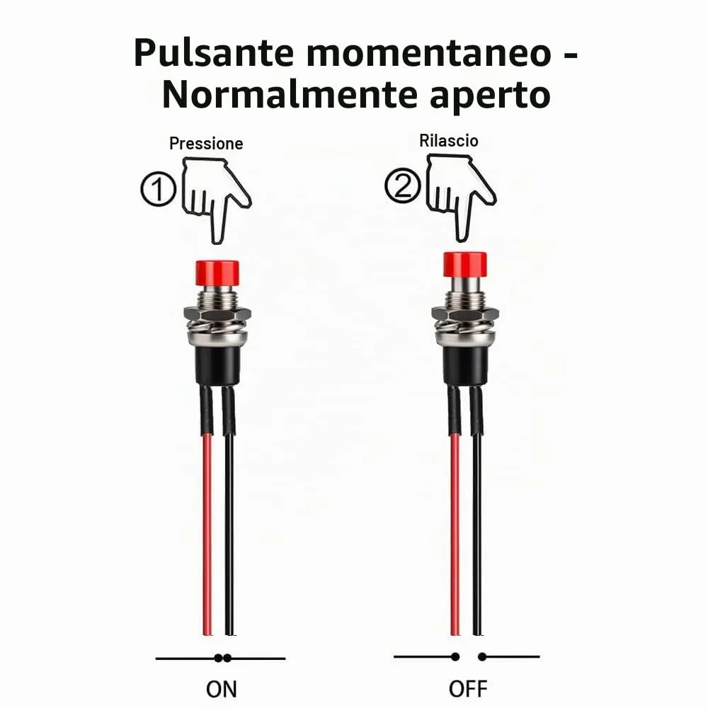 Gebildet 10pcs 7mm Pre-wired Momentary Mini Push Button 3V-230V/1A SPST Normally Open 2-Pin, Red - immagine 3