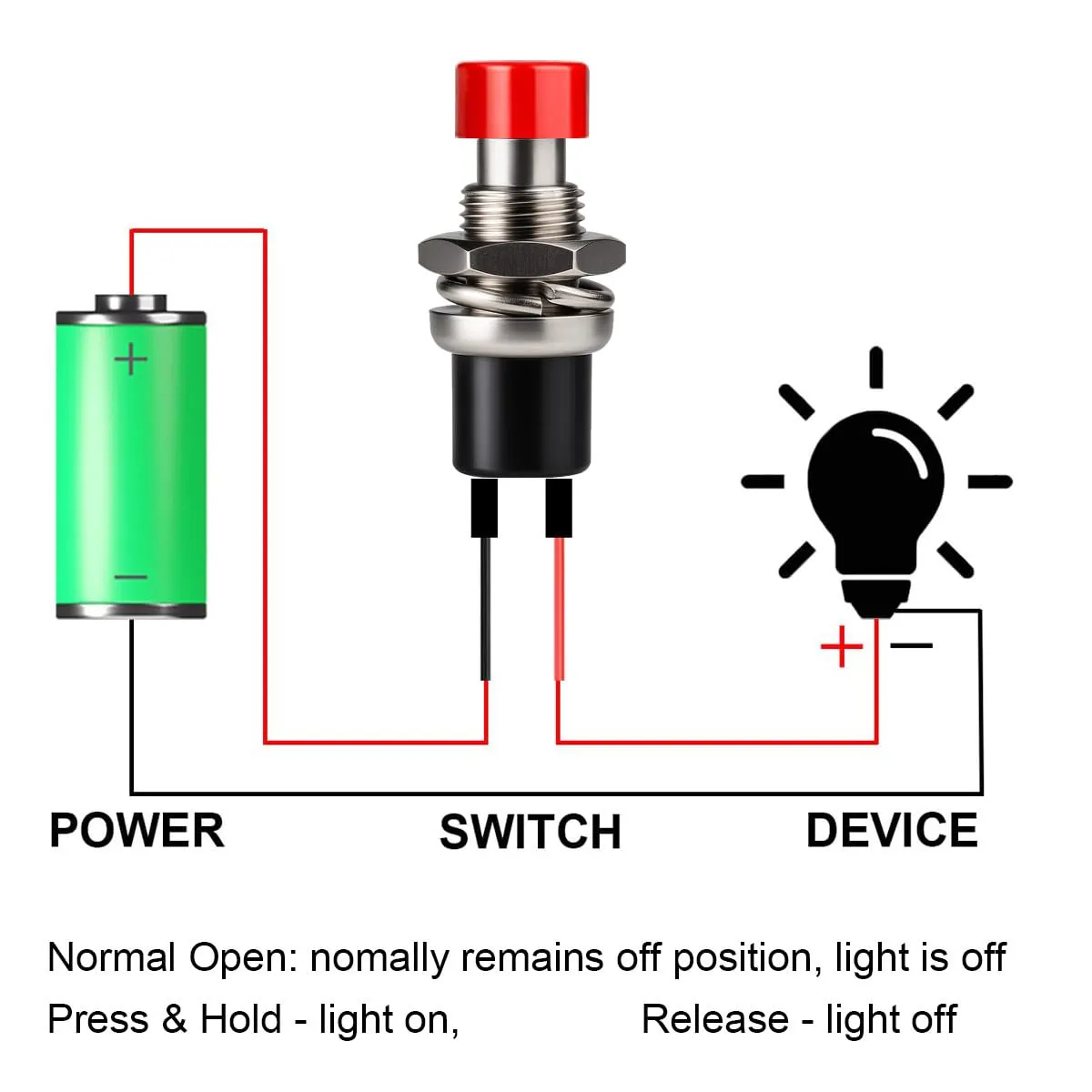 Gebildet 10pcs 7mm Pre-wired Momentary Mini Push Button 3V-230V/1A SPST Normally Open 2-Pin, Red - immagine 5