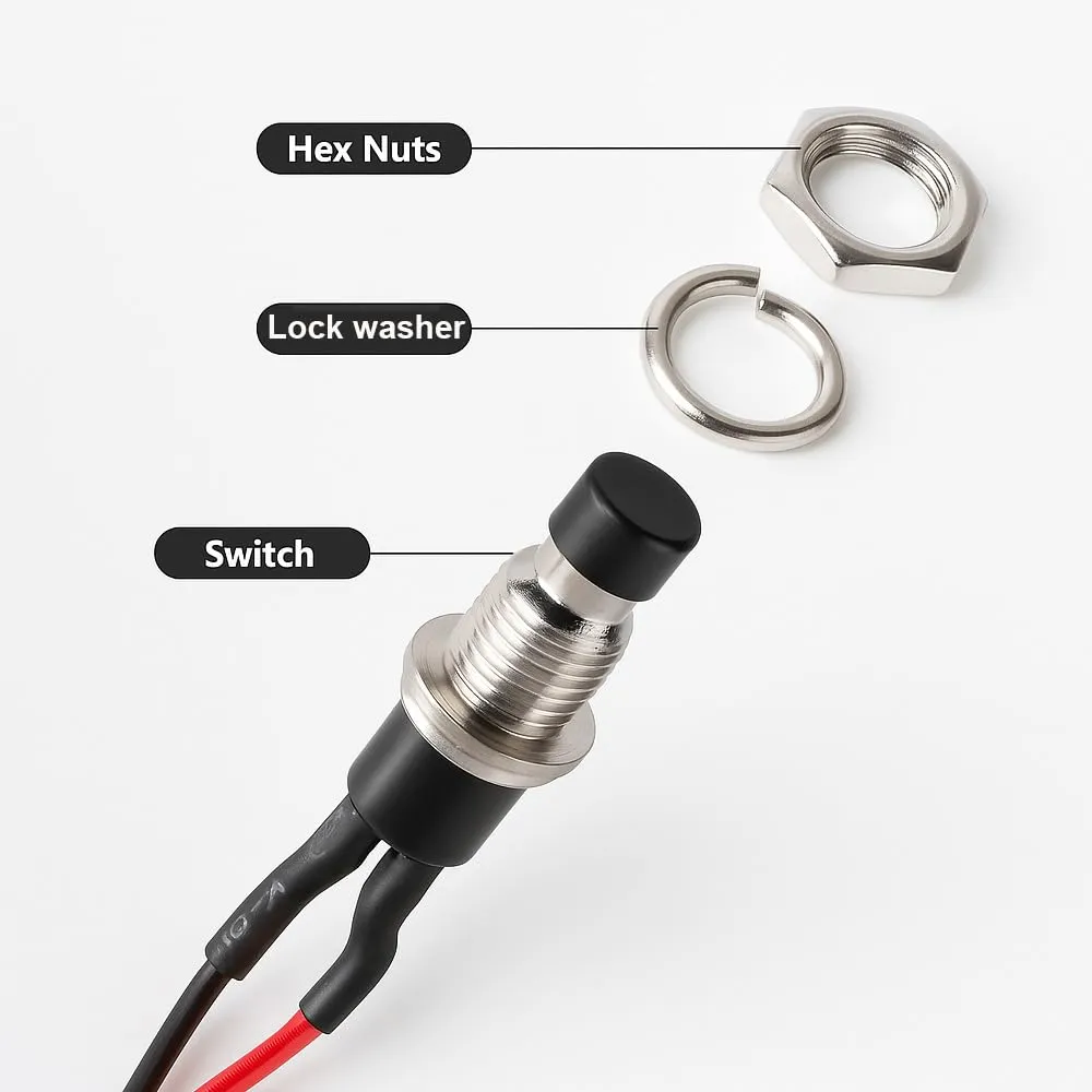 Gebildet 10pcs 7mm Pre-wired Momentary Mini Push Button 3V-230V/1A SPST Normally Open 2-Pin, Red - immagine 6