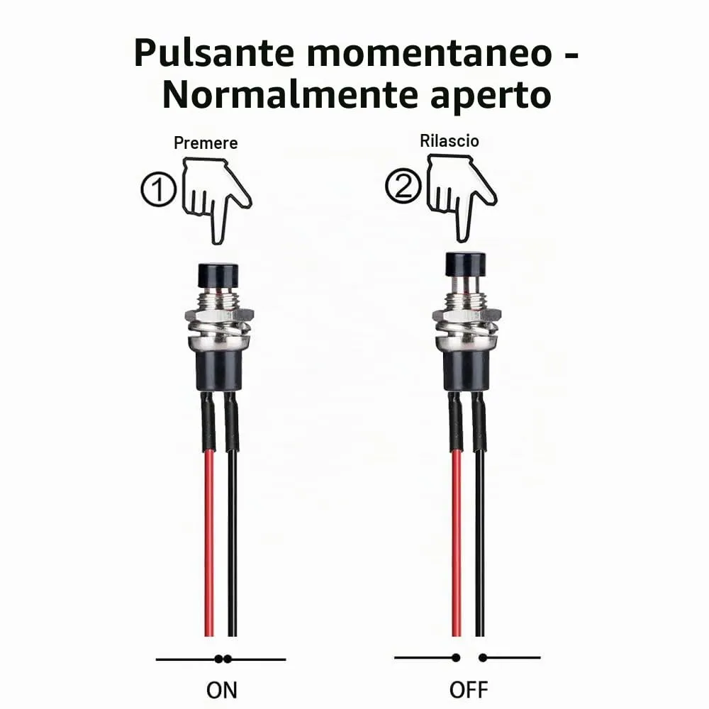 Gebildet 10pcs 7mm Pre-wired Momentary Mini Push Button 3V-230V/1A, SPST Normally Open 2-Pin, Black - immagine 3