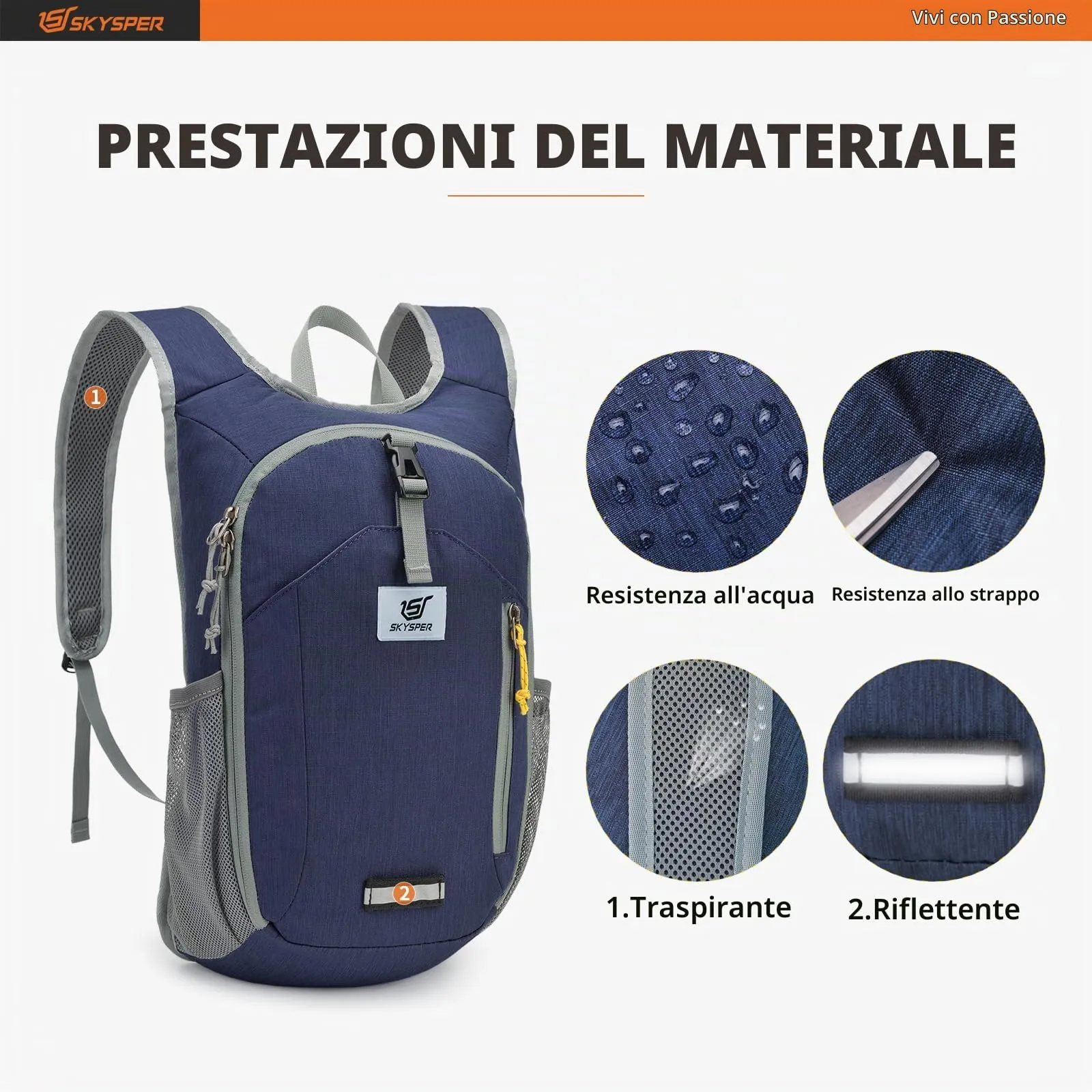 SKYSPER Zaino Pieghevole 10L Ultra Leggero Richiudibile - immagine 4