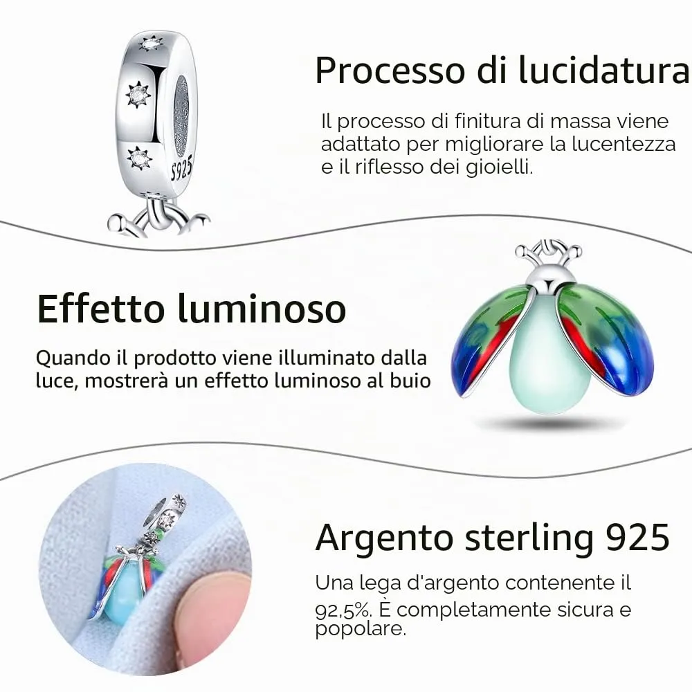 TINSLO Bead Charm in Argento Sterling 925 con Cubic Zirconia per Braccialetti e Collane Europei - immagine 4