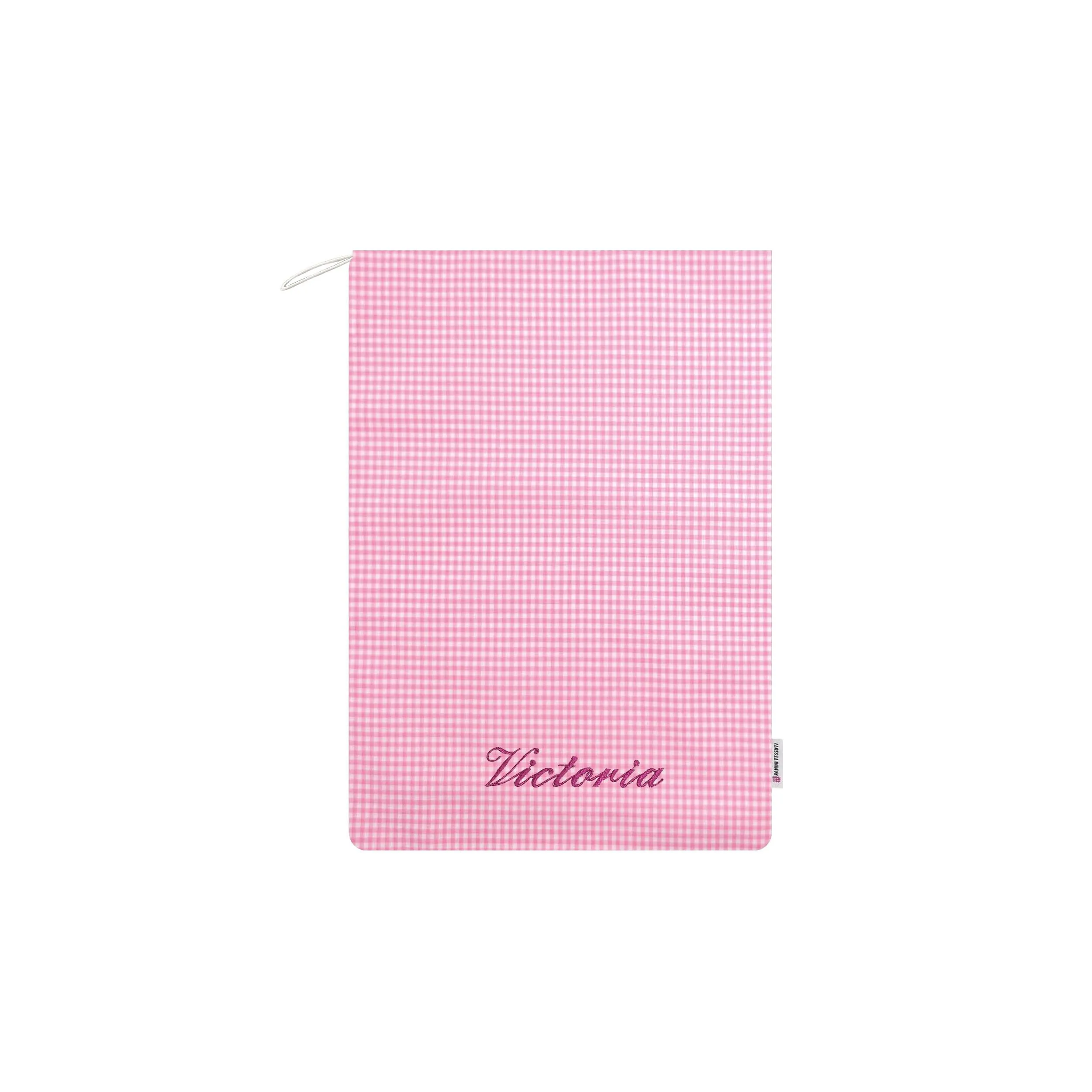 Panini Tessuti Sacchetto per Cambio Asilo Nido in Cotone, 34x44 cm, Fantasia Quadretti Rosa - immagine 1