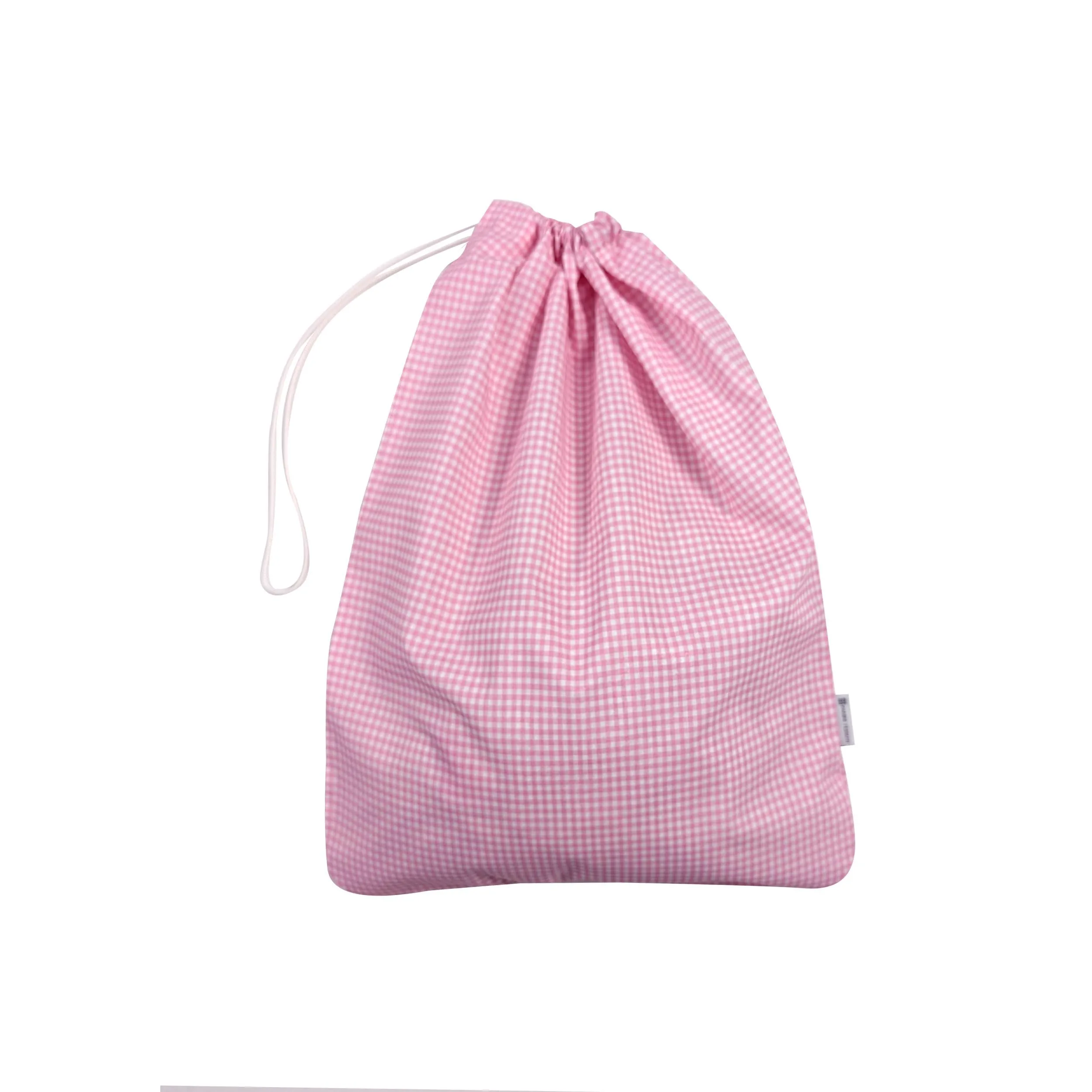 Panini Tessuti Sacchetto per Cambio Asilo Nido in Cotone, 34x44 cm, Fantasia Quadretti Rosa - immagine 2
