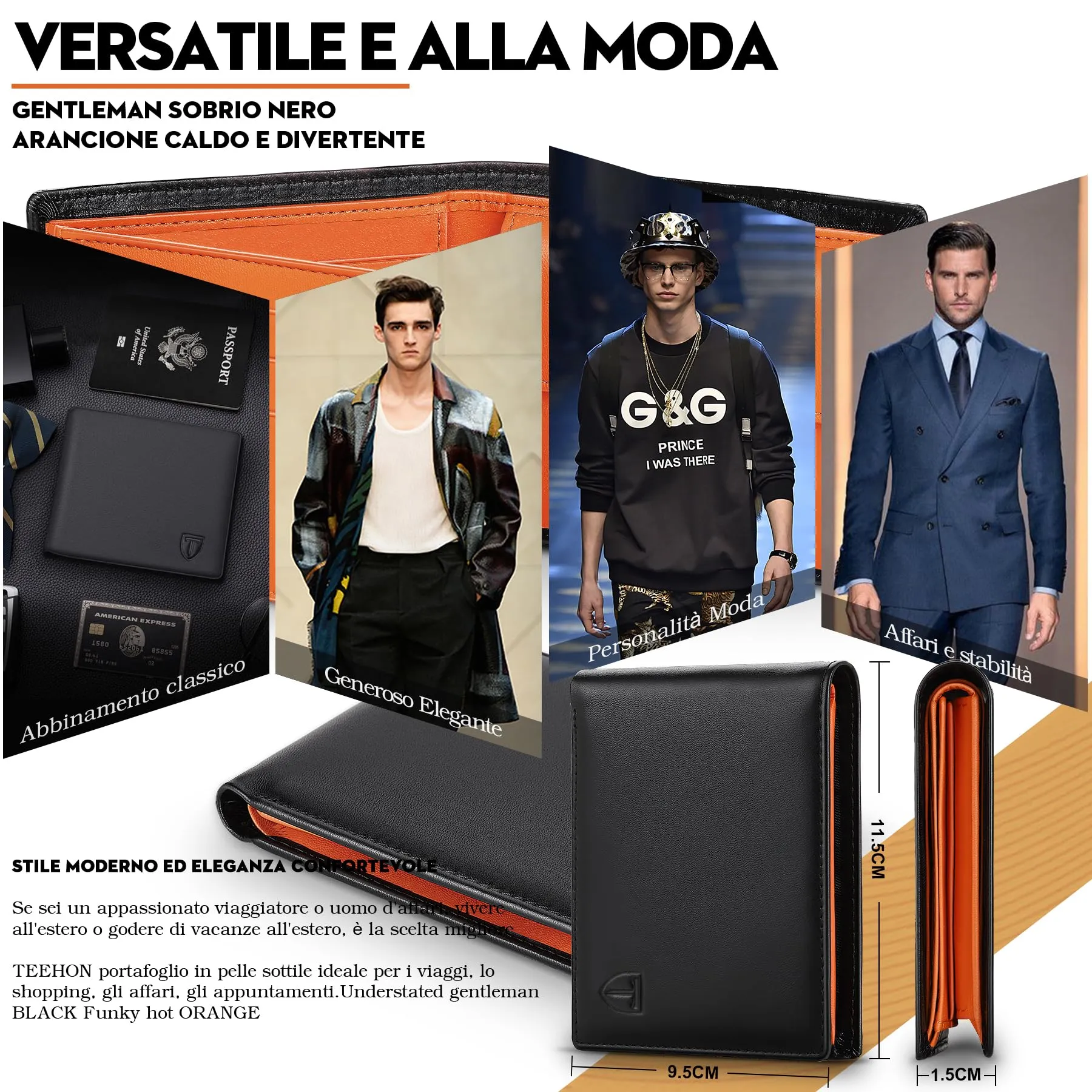 TEEHON Portafoglio Uomo Slim in Vera Pelle con Blocco RFID e Tasca Portamonete - immagine 3
