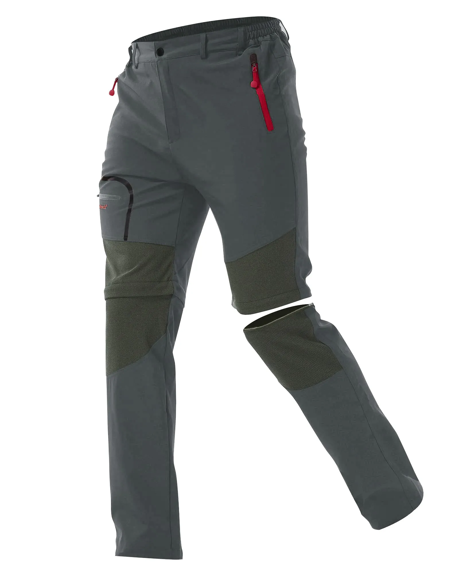 Zoerea Pantaloni Trekking Uomo Convertibili Traspiranti e Asciugatura Rapida, Grigio, L - immagine 1