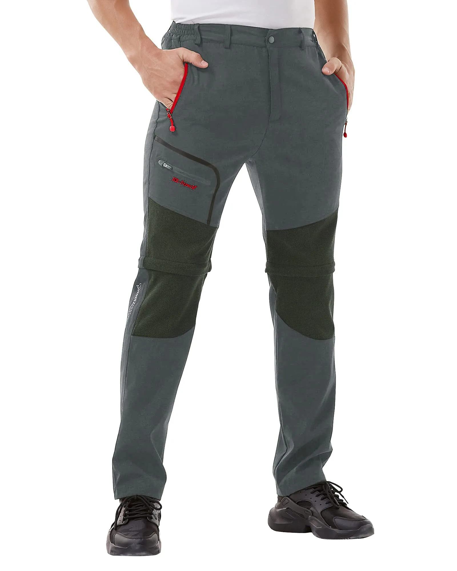 Zoerea Pantaloni Trekking Uomo Convertibili Traspiranti (XXL, Grigio) - immagine 3