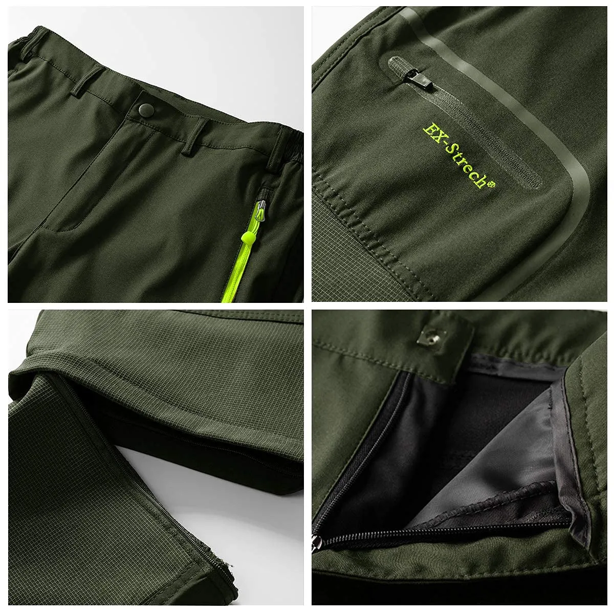 Zoerea Pantaloni Trekking Uomo Convertibili, Traspiranti e Asciugatura Rapida (L, Verde) - immagine 5