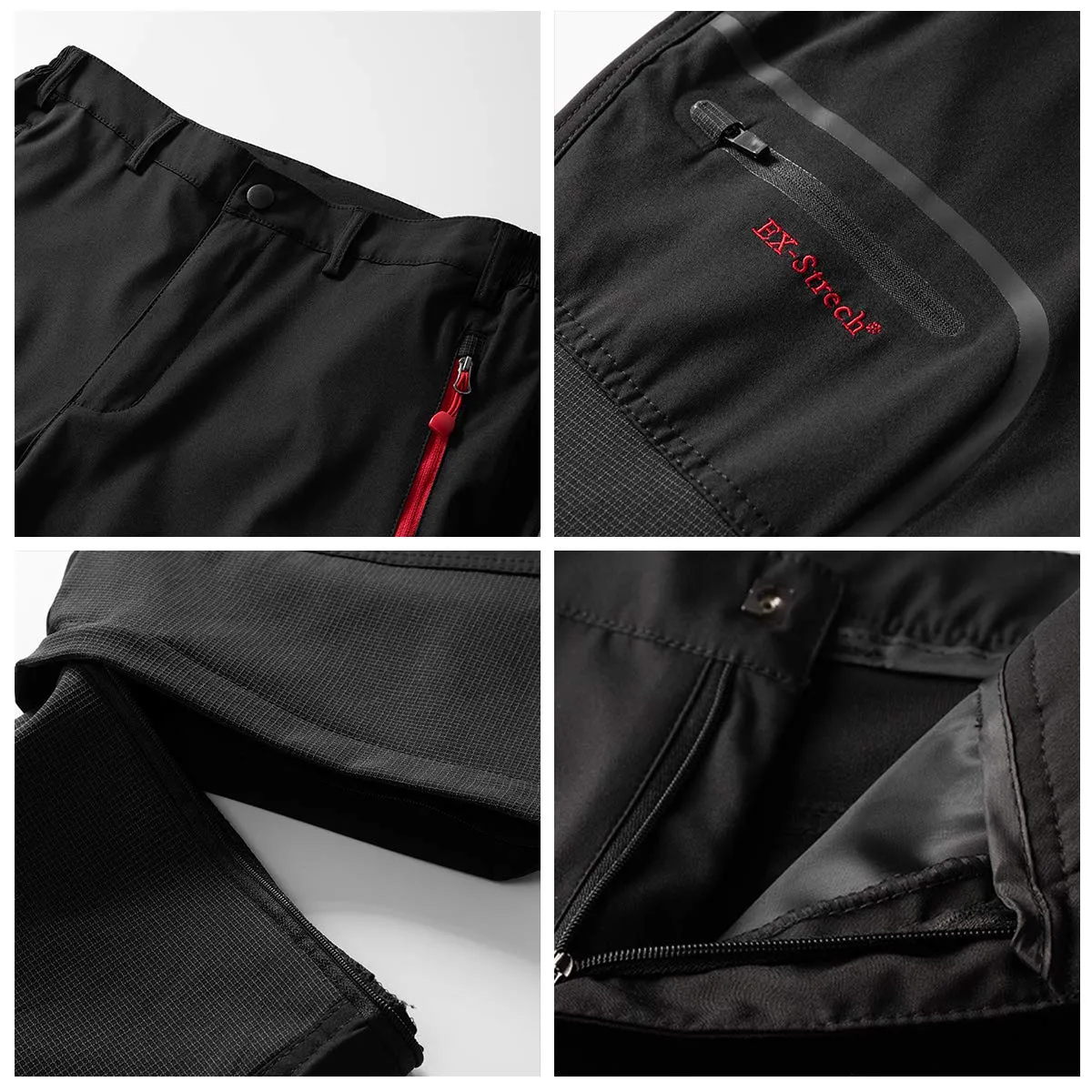 Zoerea Pantaloni Trekking Uomo Convertibili Traspiranti (XXL, Nero) - immagine 5