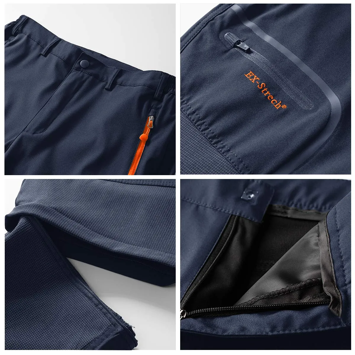 Zoerea Pantaloni Trekking Uomo Convertibili Traspiranti (L, Blu Scuro) - immagine 5
