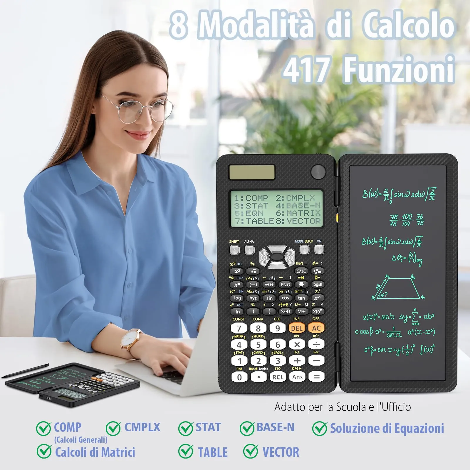ROATEE Calcolatrice Scientifica 991ES con Tablet LCD e Notepad - immagine 4