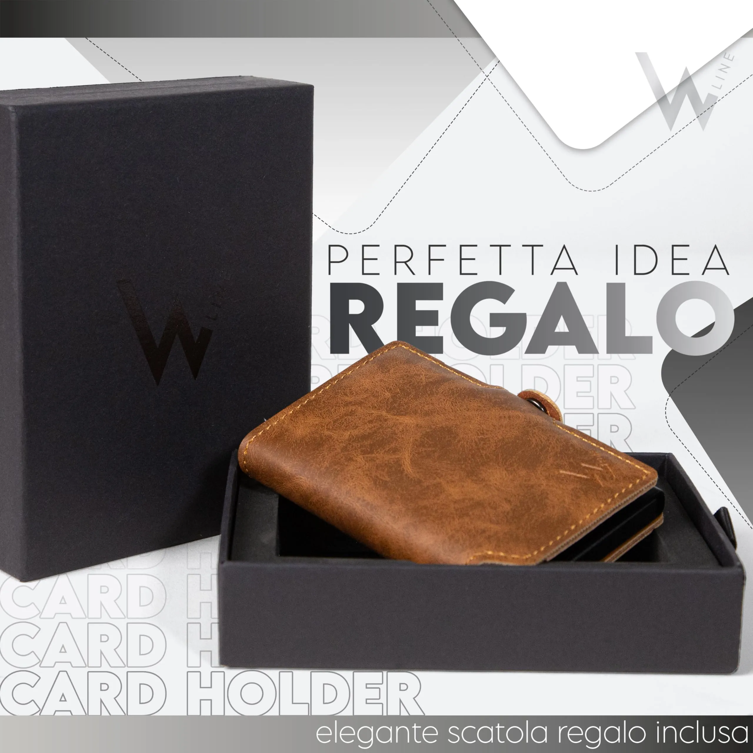 WLine Portafoglio Slim RFID in Pelle PU per Uomo e Donna - Marrone Chiaro Vintage senza Zip - immagine 5