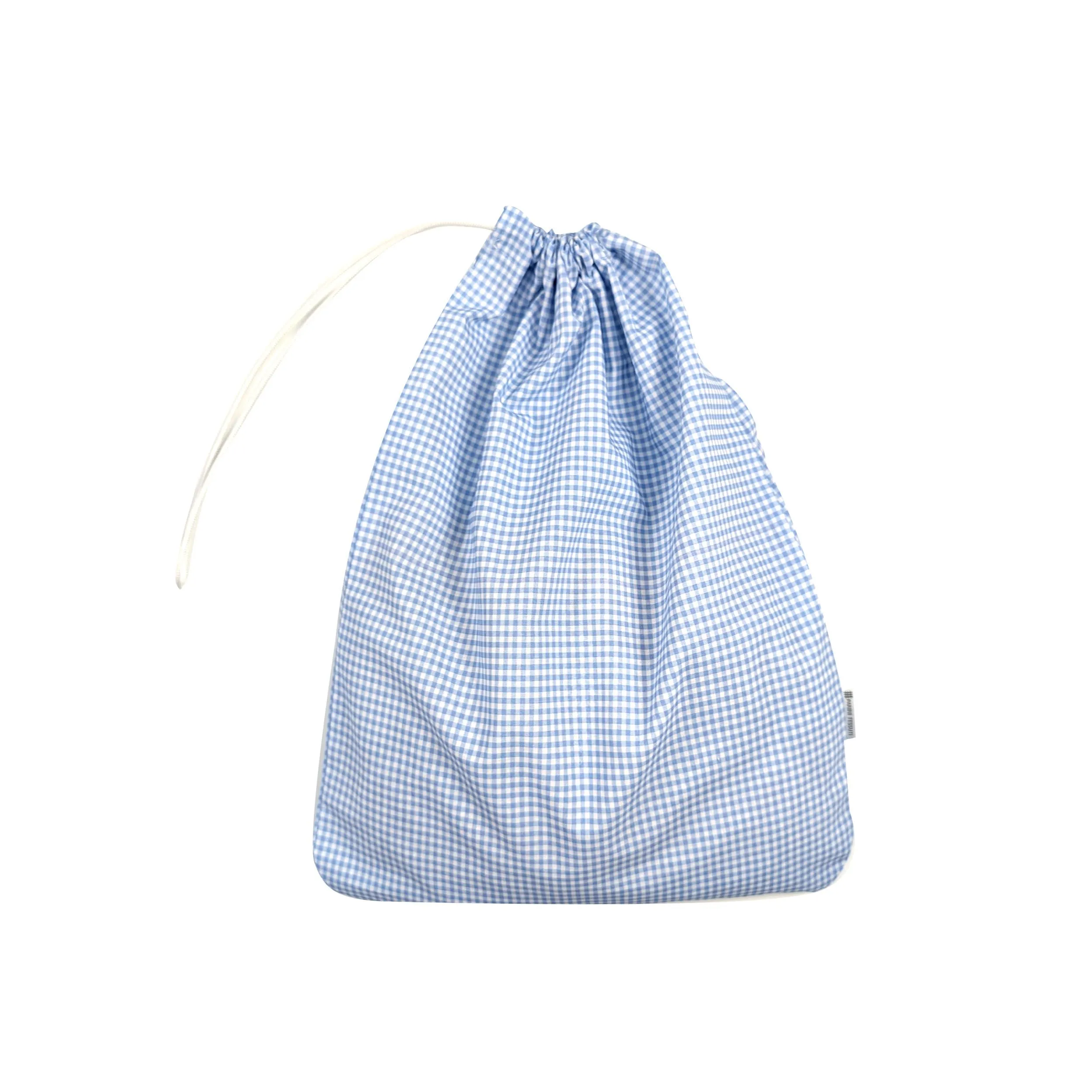 Panini Tessuti Sacchetto per Cambio Asilo Nido in Cotone 34x44 cm, Quadretti Azzurri - immagine 2